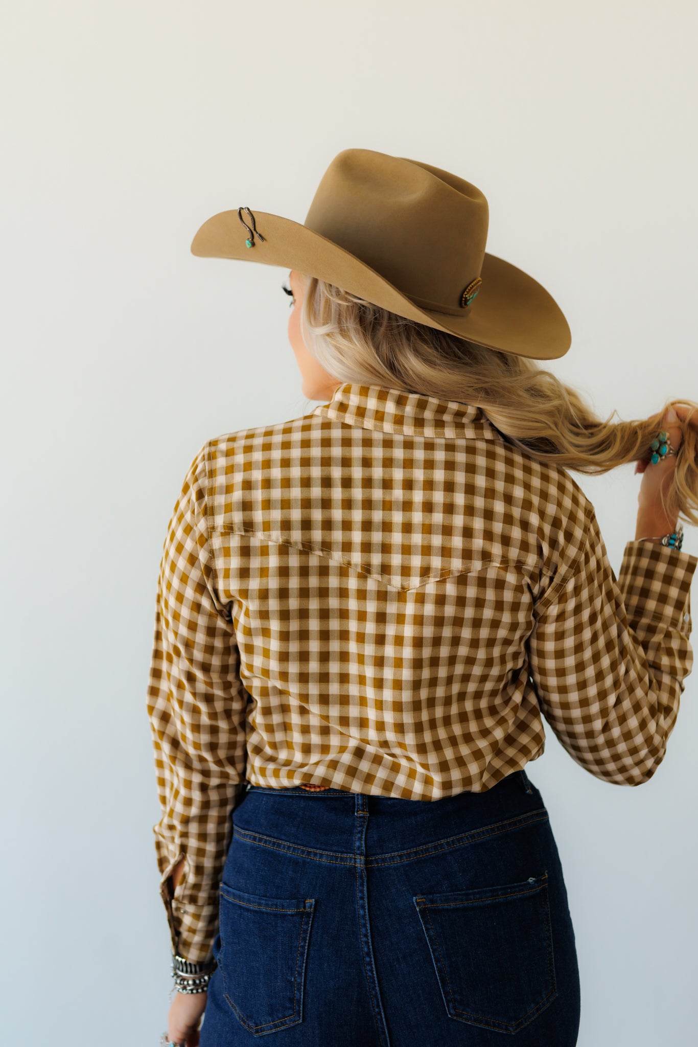 Pearl Snap, Brown Gingham Long Sleeve HH11