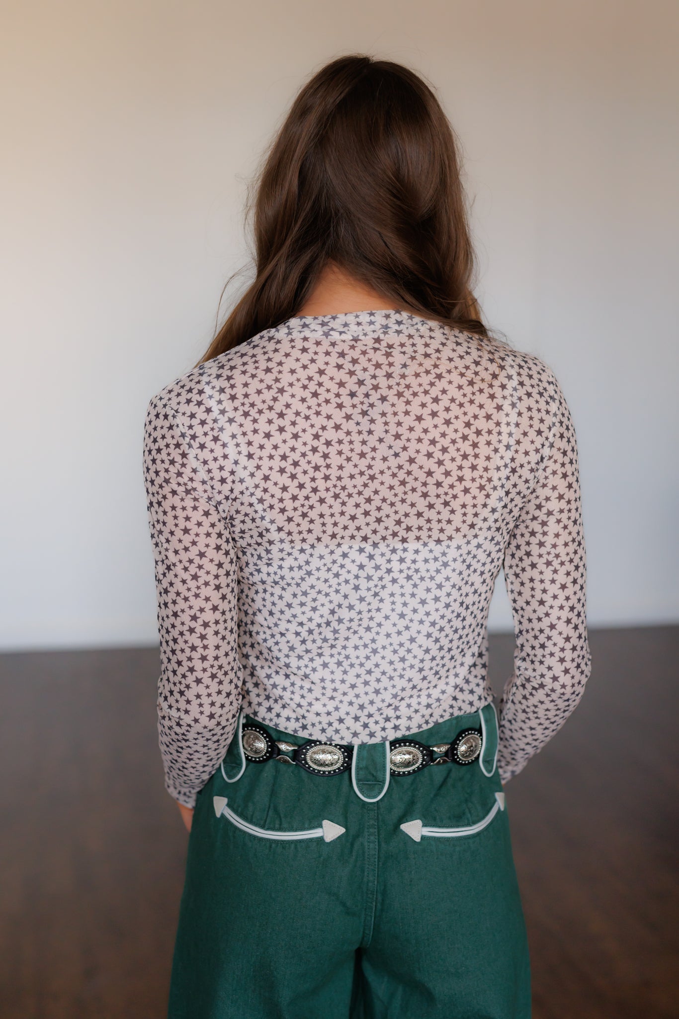 Mesh Top, Black and White Stars HH1221