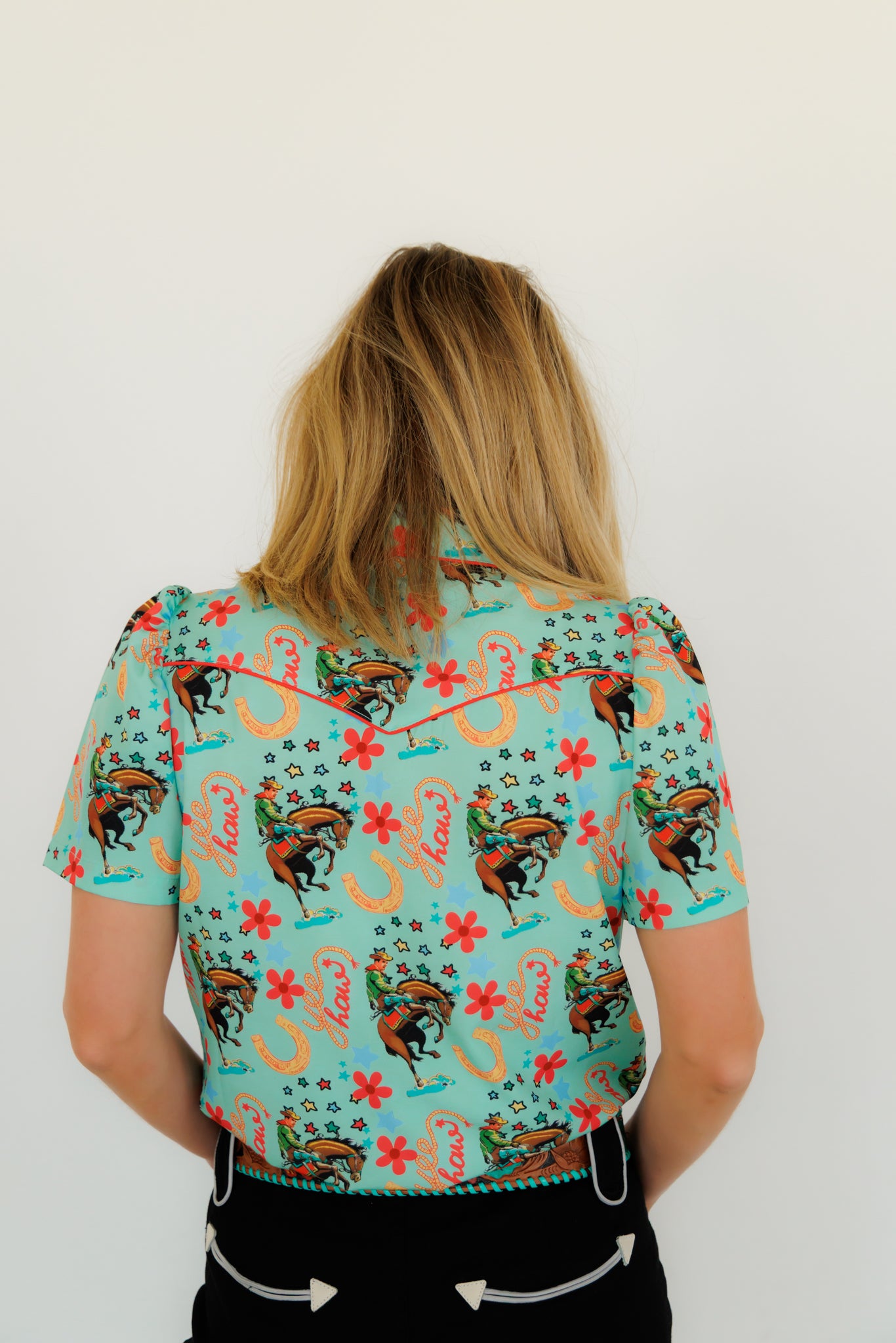 Pearl Snap, Turquoise Yeehaw Short Sleeve HH2707
