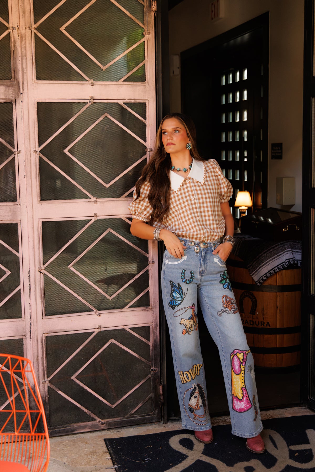(PRE-ORDER) Printed Butterfly Patch Jeans HH8100