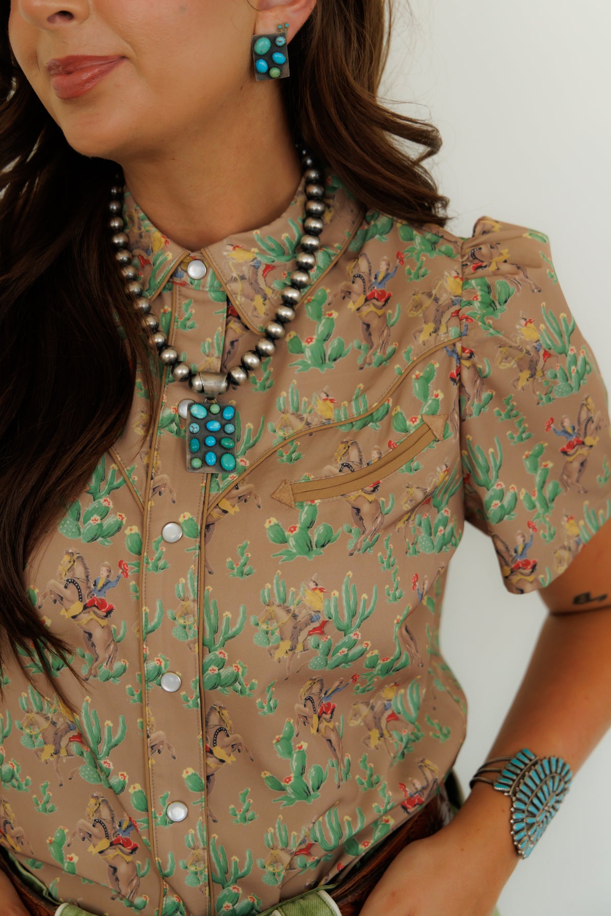 HH2707 RETRO CACTUS COWGIRL PEARL SNAP (SINGLES)
