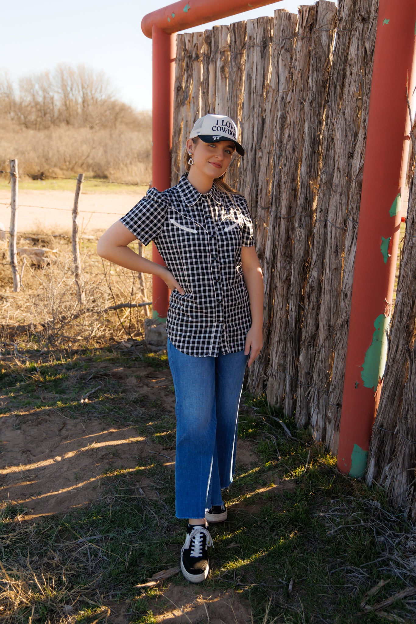 Pearl Snap, Black Gingham SS HH2707