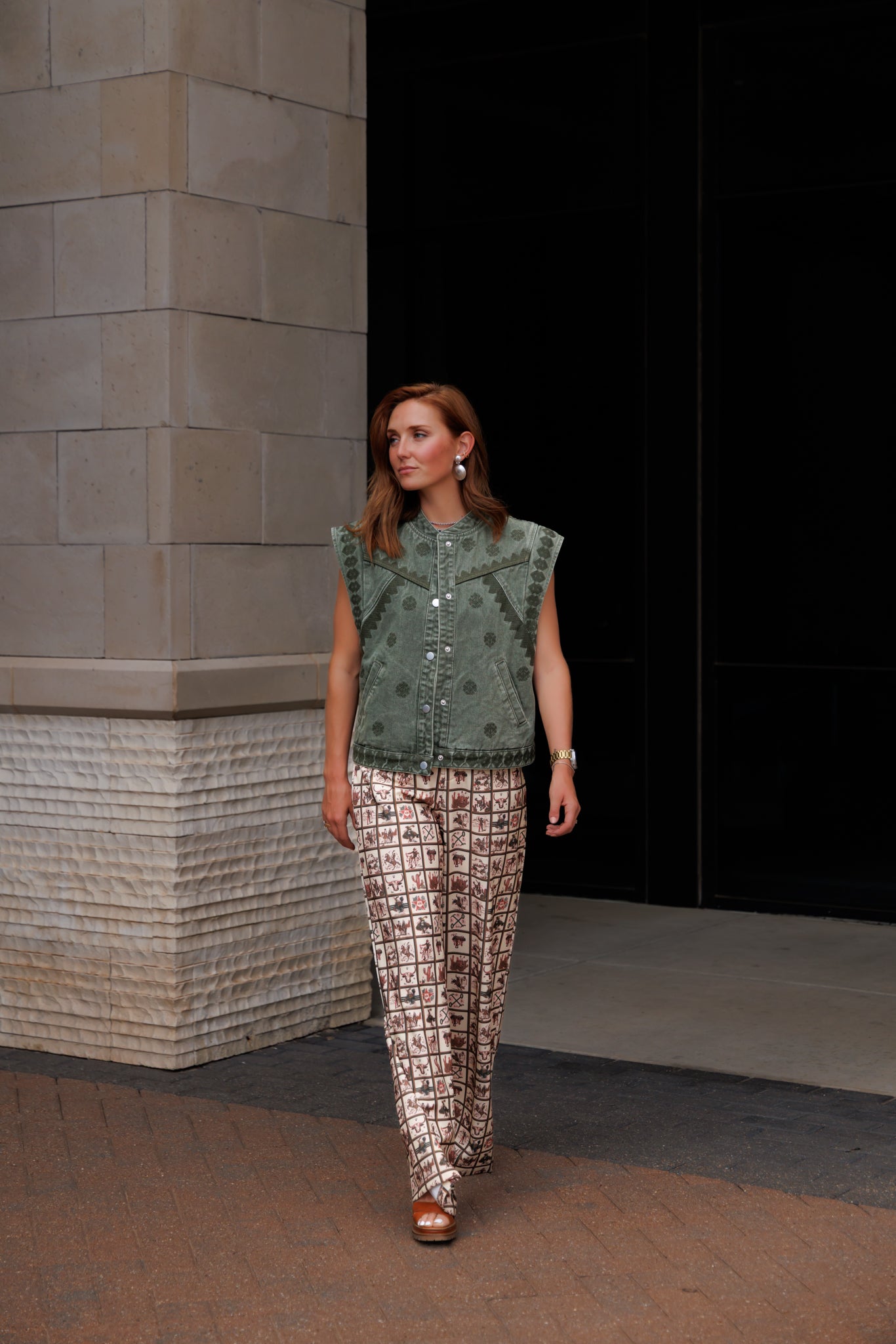 Vest, Olive CROSS STITCH VEST