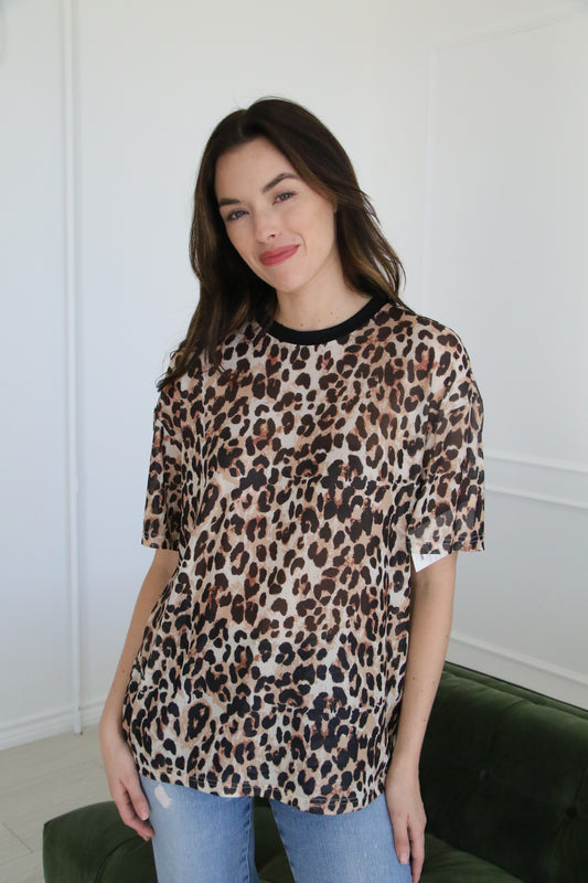 HH1223 LEOPARD MESH TEE