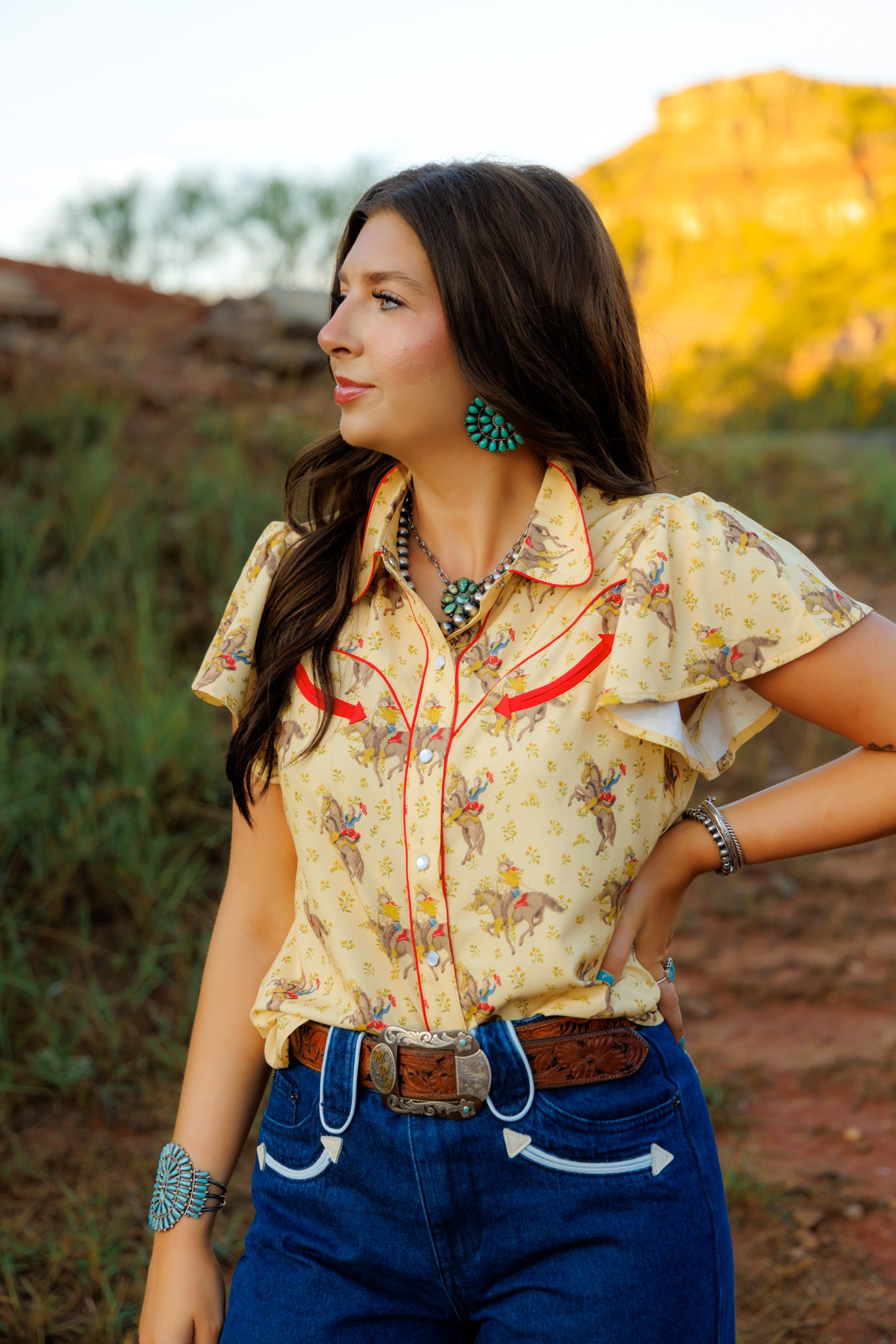PEARL SNAP, Prairie Gold Flutter Sleeve H2728