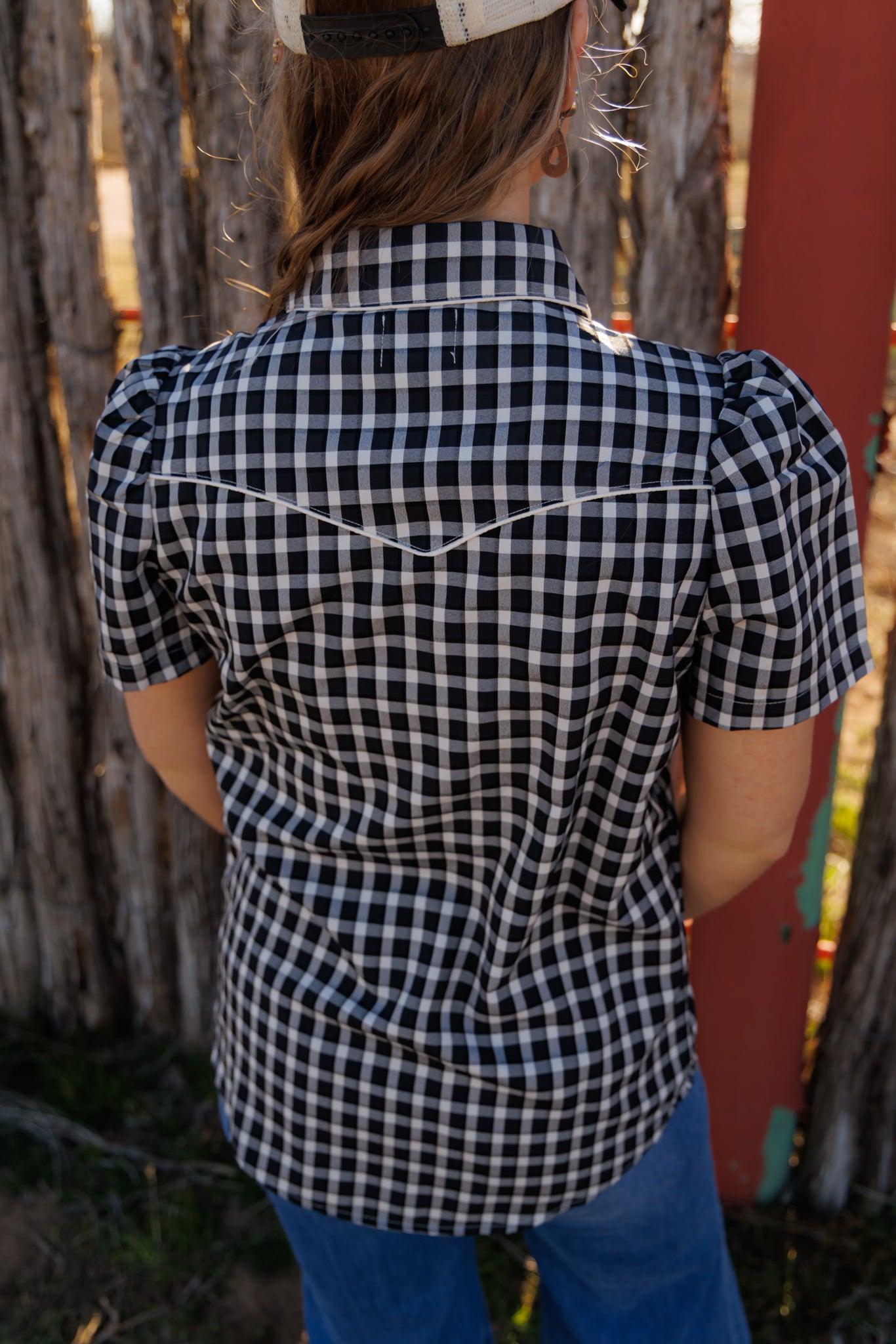 Pearl Snap, Black Gingham SS HH2707