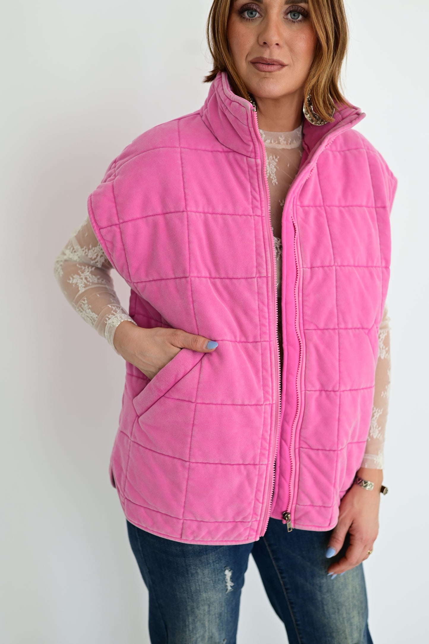 Vest, Hot pink Quilted HH1169