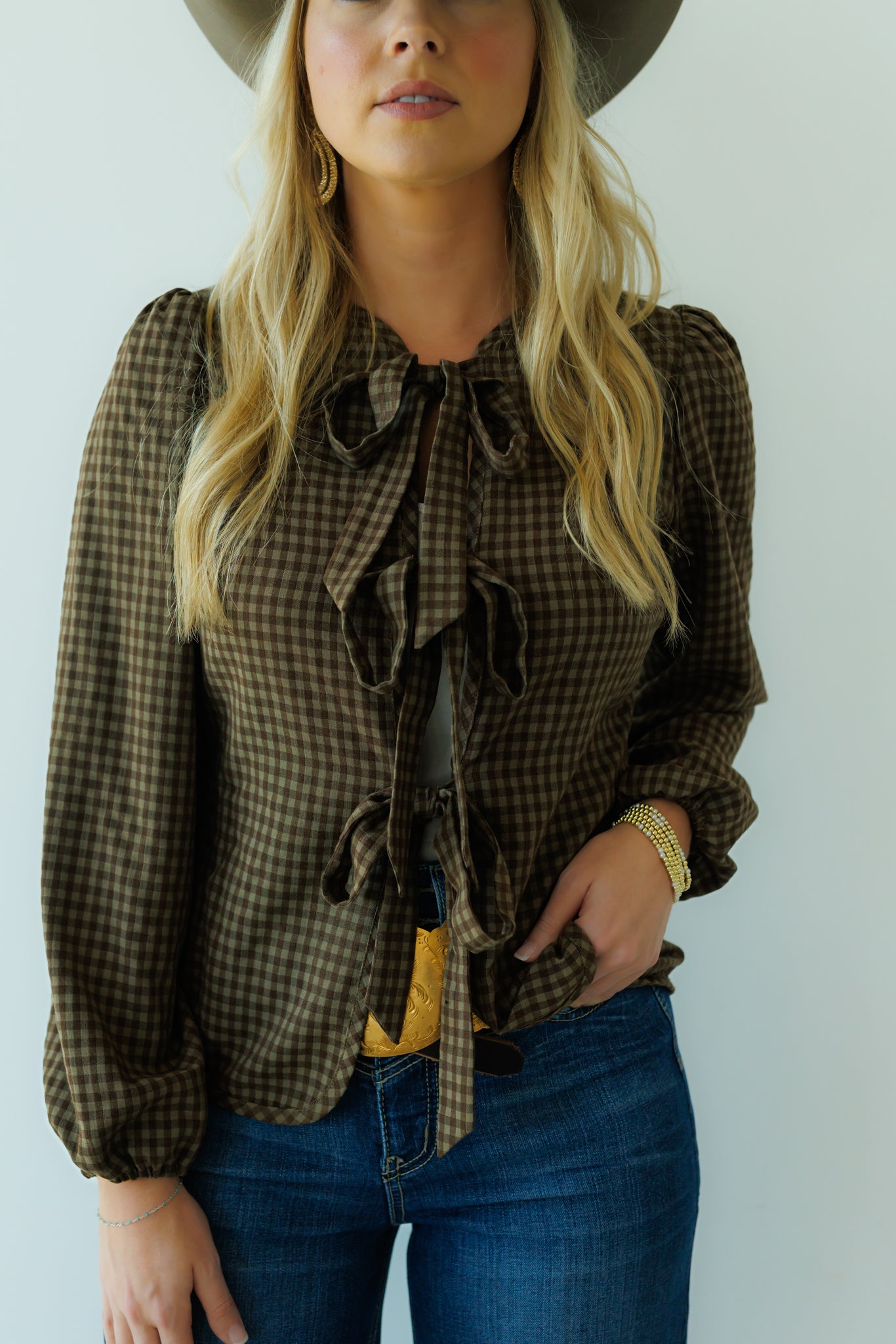 Tie Top, Brown Gingham HH828