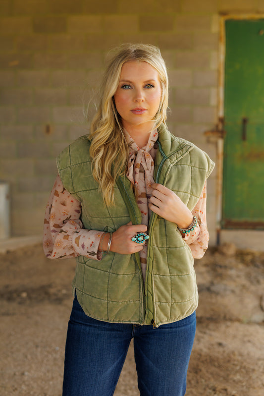Vest, Olive Quilted HH1169