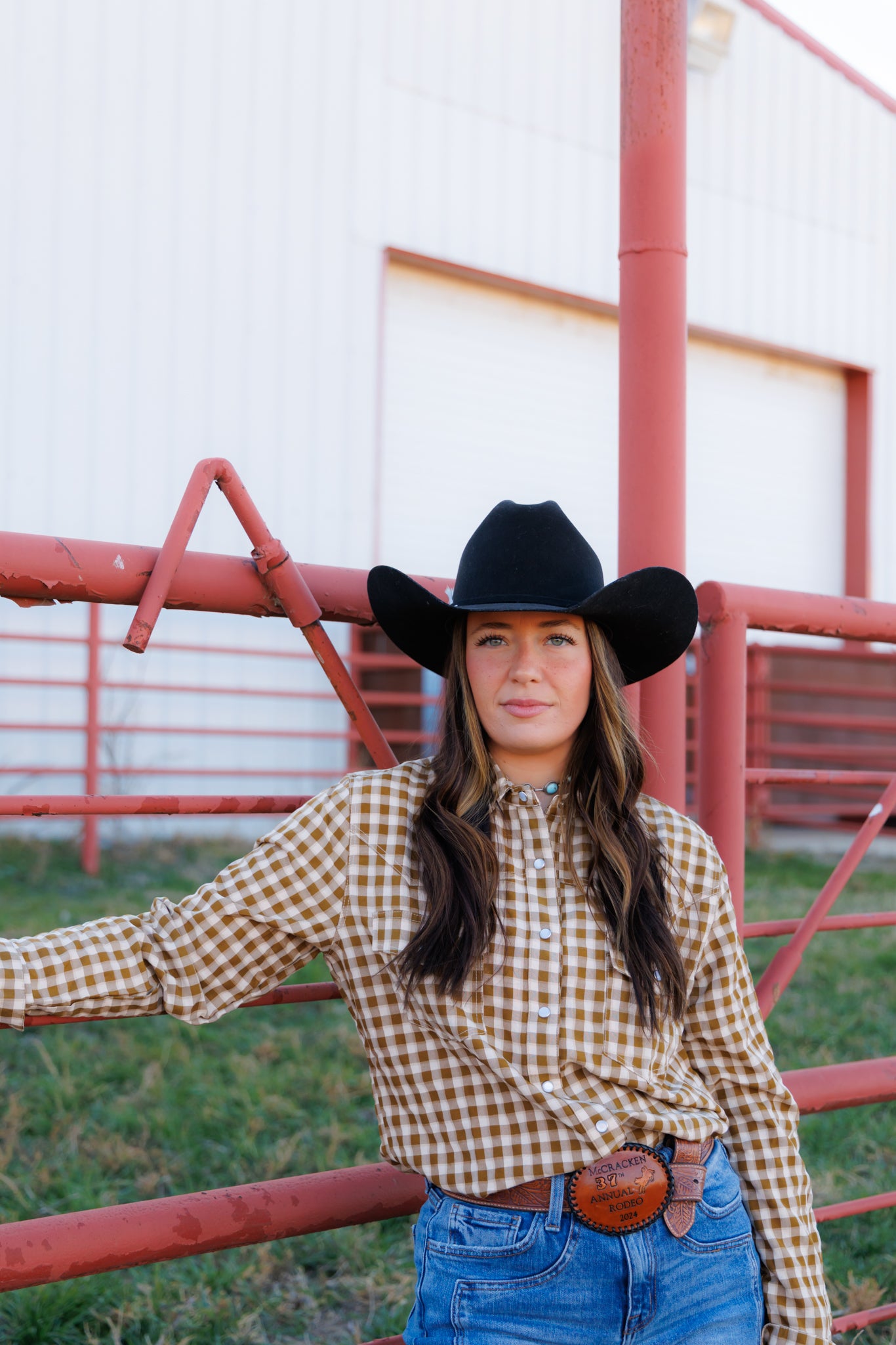 Pearl Snap, Brown Gingham Long Sleeve HH11