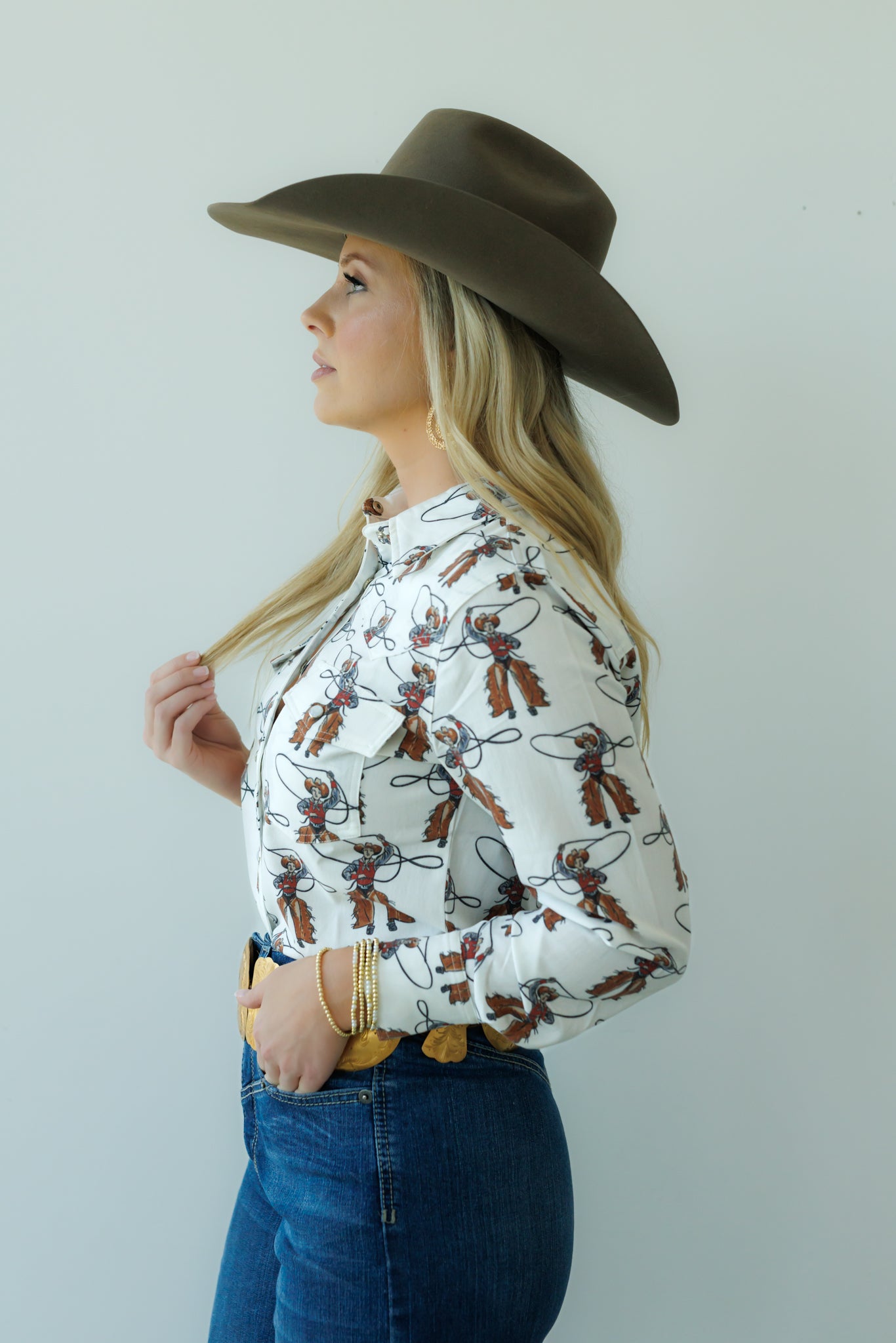 Pearl Snap,  Roping Cowboy Long Sleeve HH11