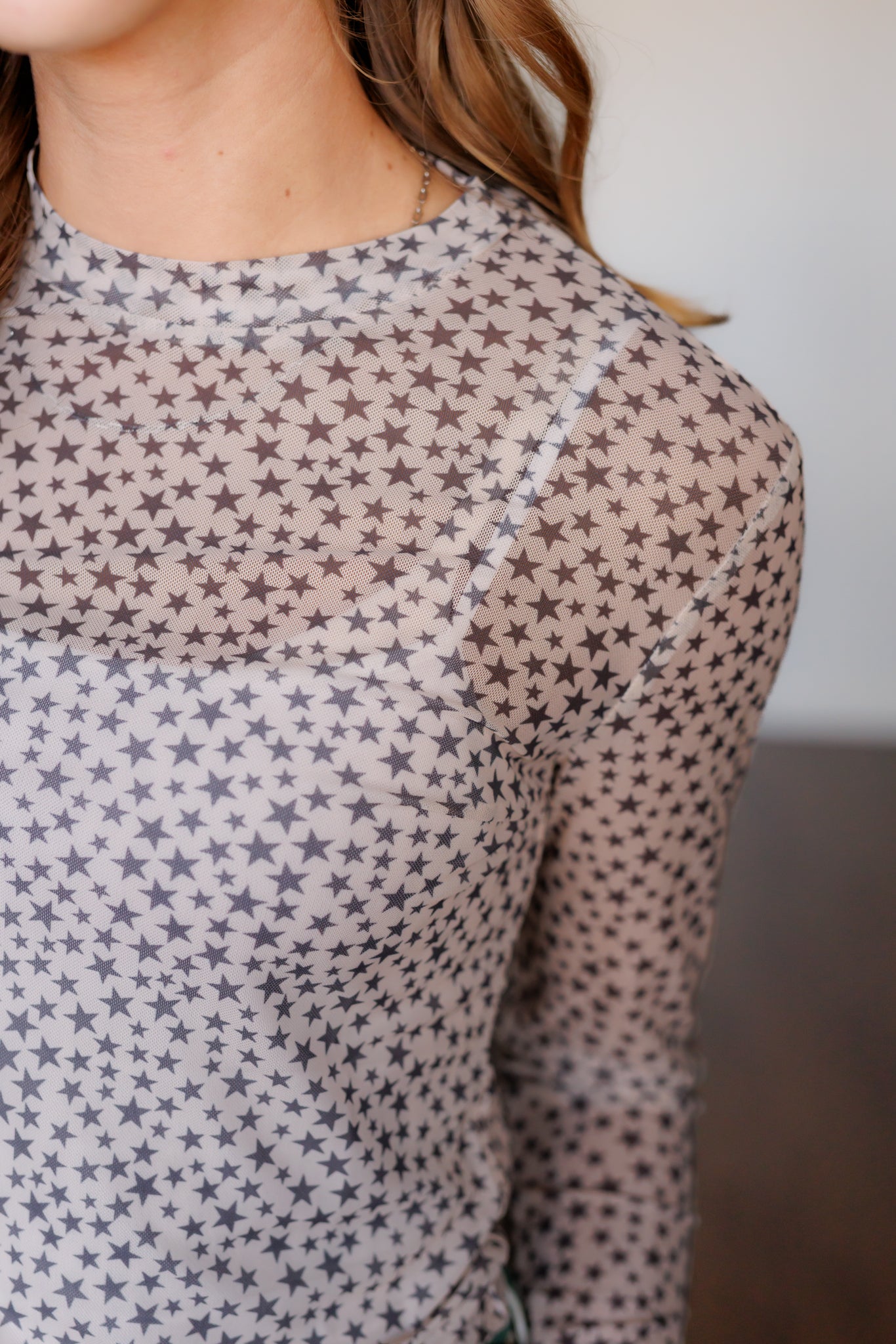 Mesh Top, Black and White Stars HH1221