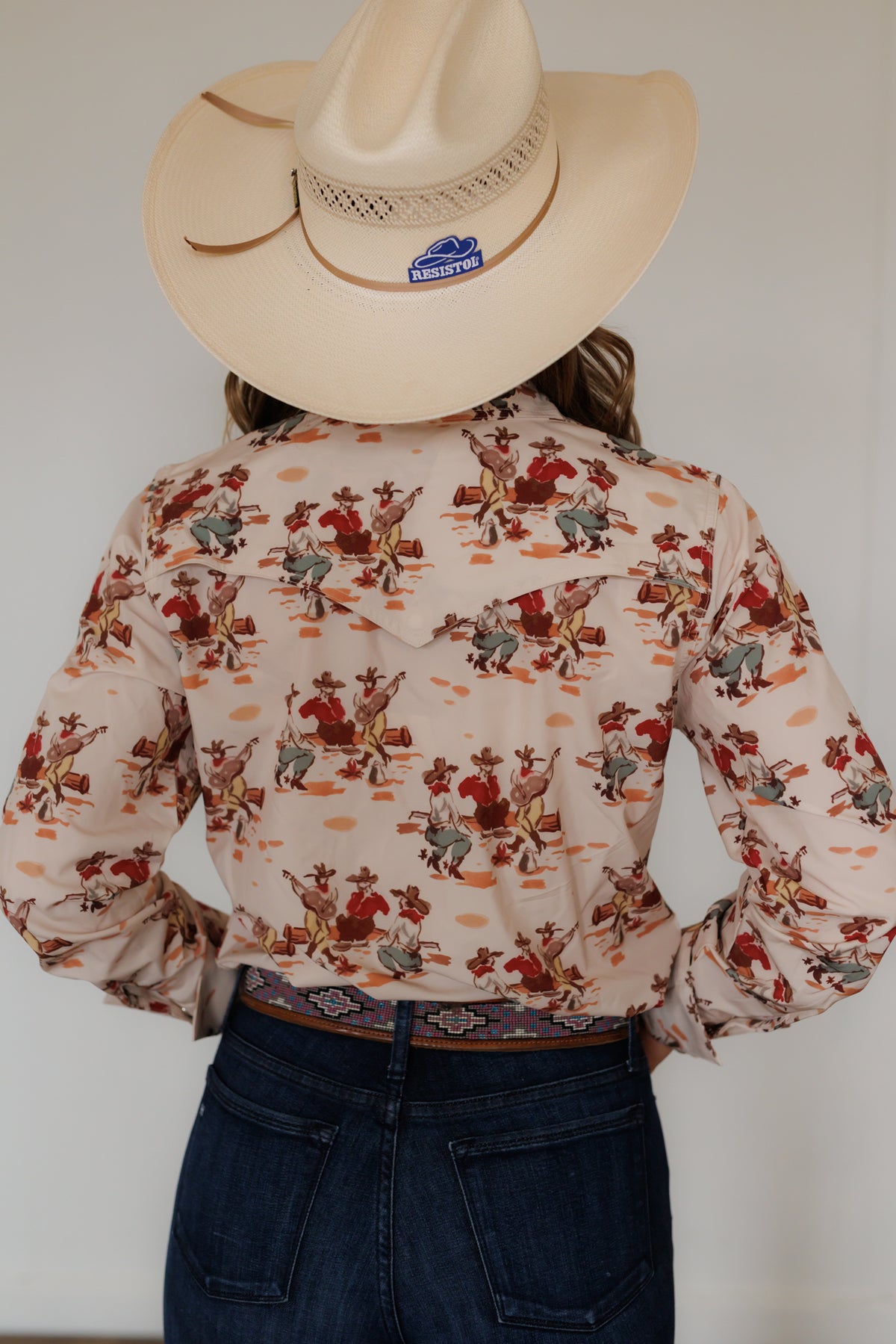 Wagon Wheel Long Sleeve Performance Pearl Snap Shirt (HH12)