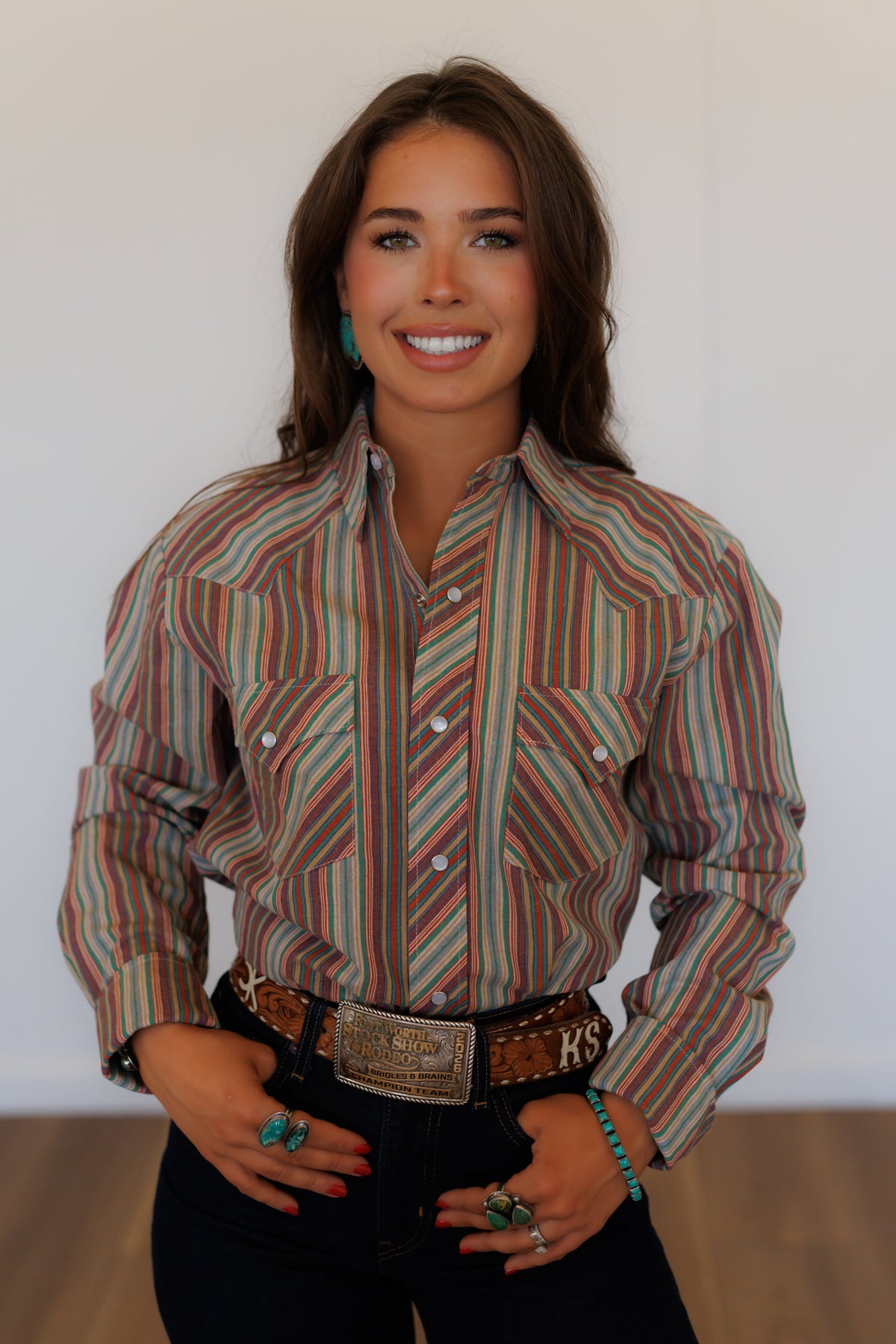 Serape Stripe Long Sleeve Pearl Snap (HH19)