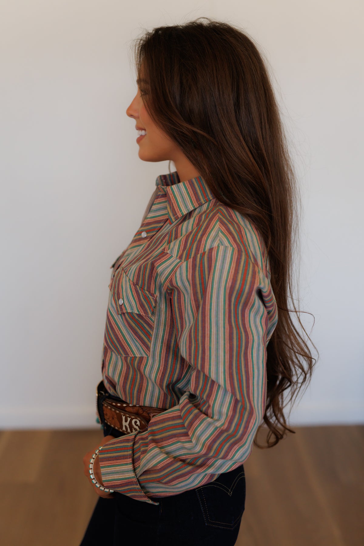 Serape Stripe Long Sleeve Pearl Snap (HH19)
