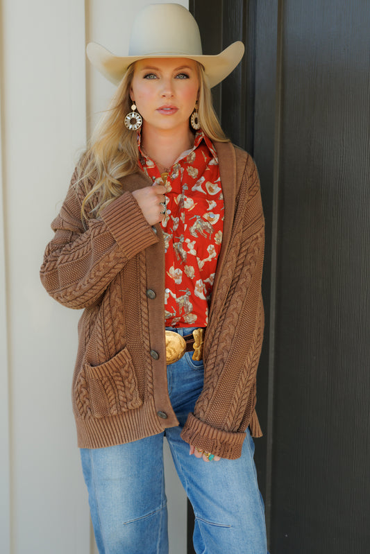 Cardigan, Brown Corded HH2600