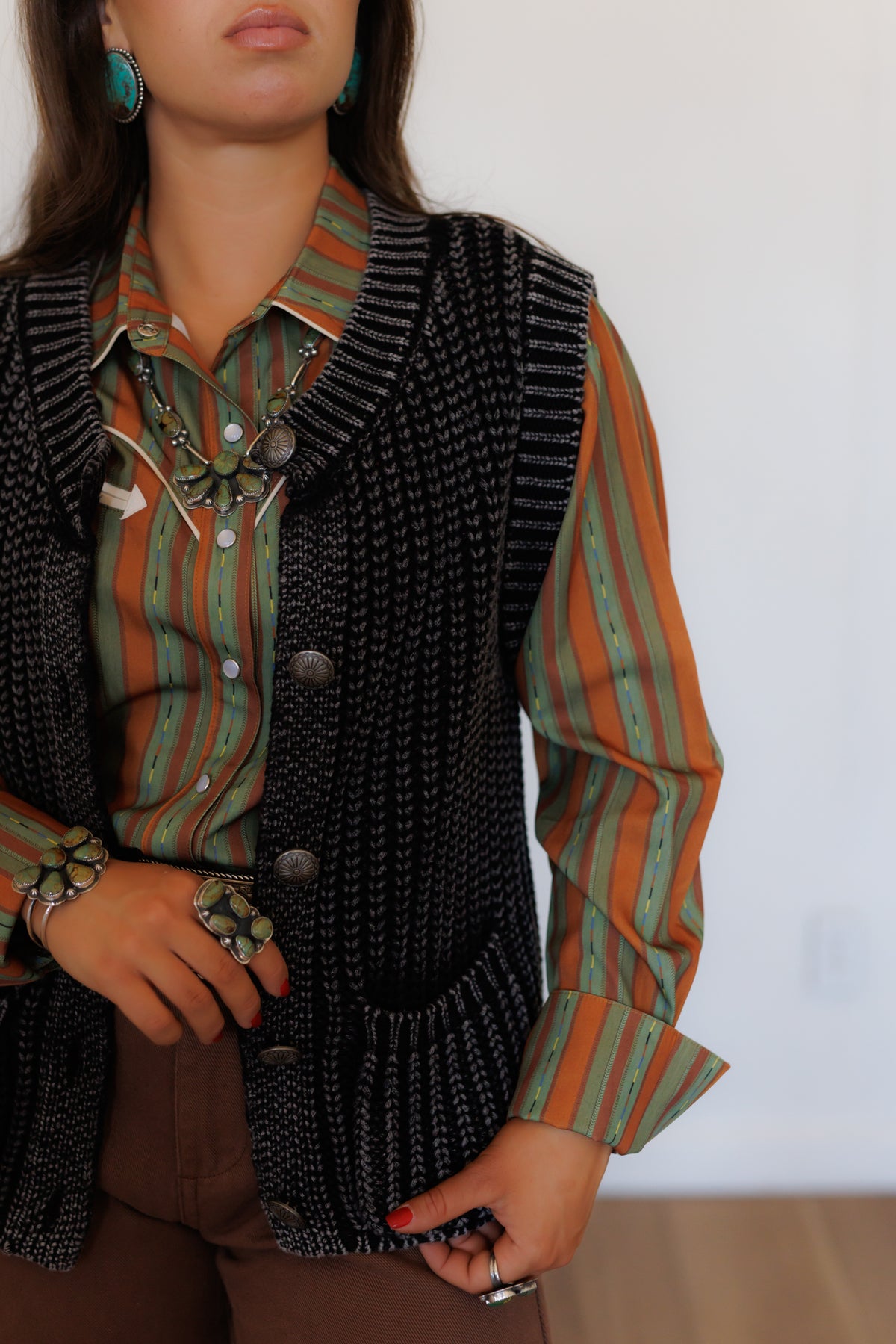 Black Corded Concho Vest HH2604