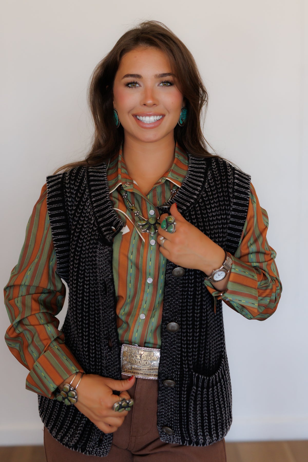 Black Corded Concho Vest HH2604