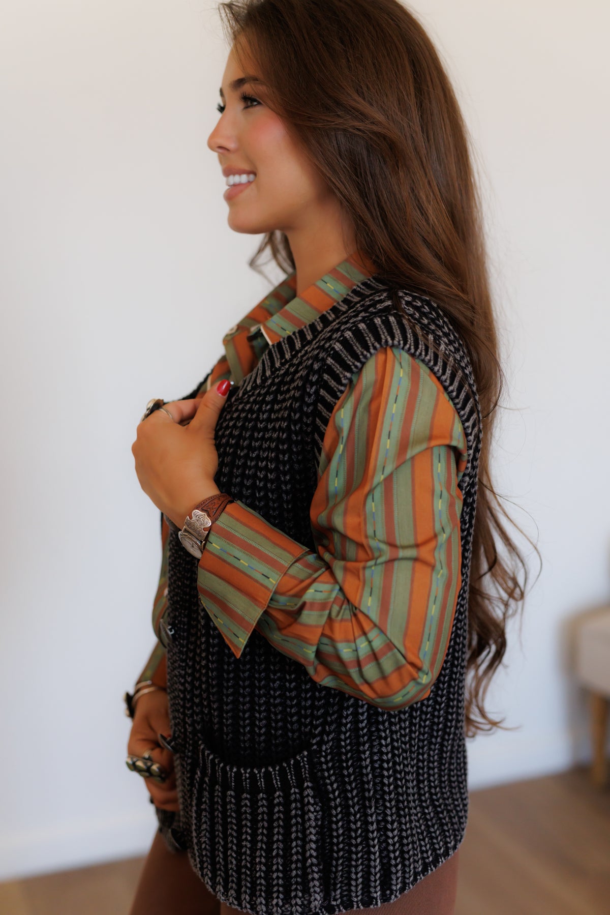 Black Corded Concho Vest HH2604