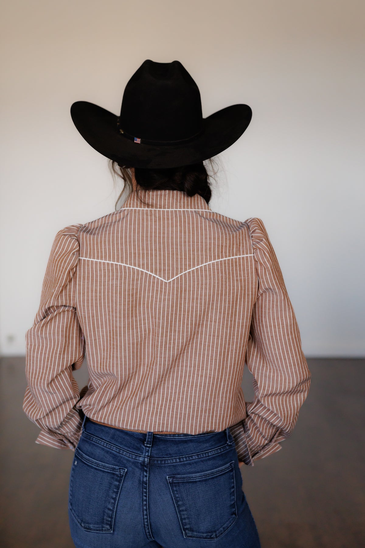 Brown Stripe Pearl Snap Long Sleeve HH2708