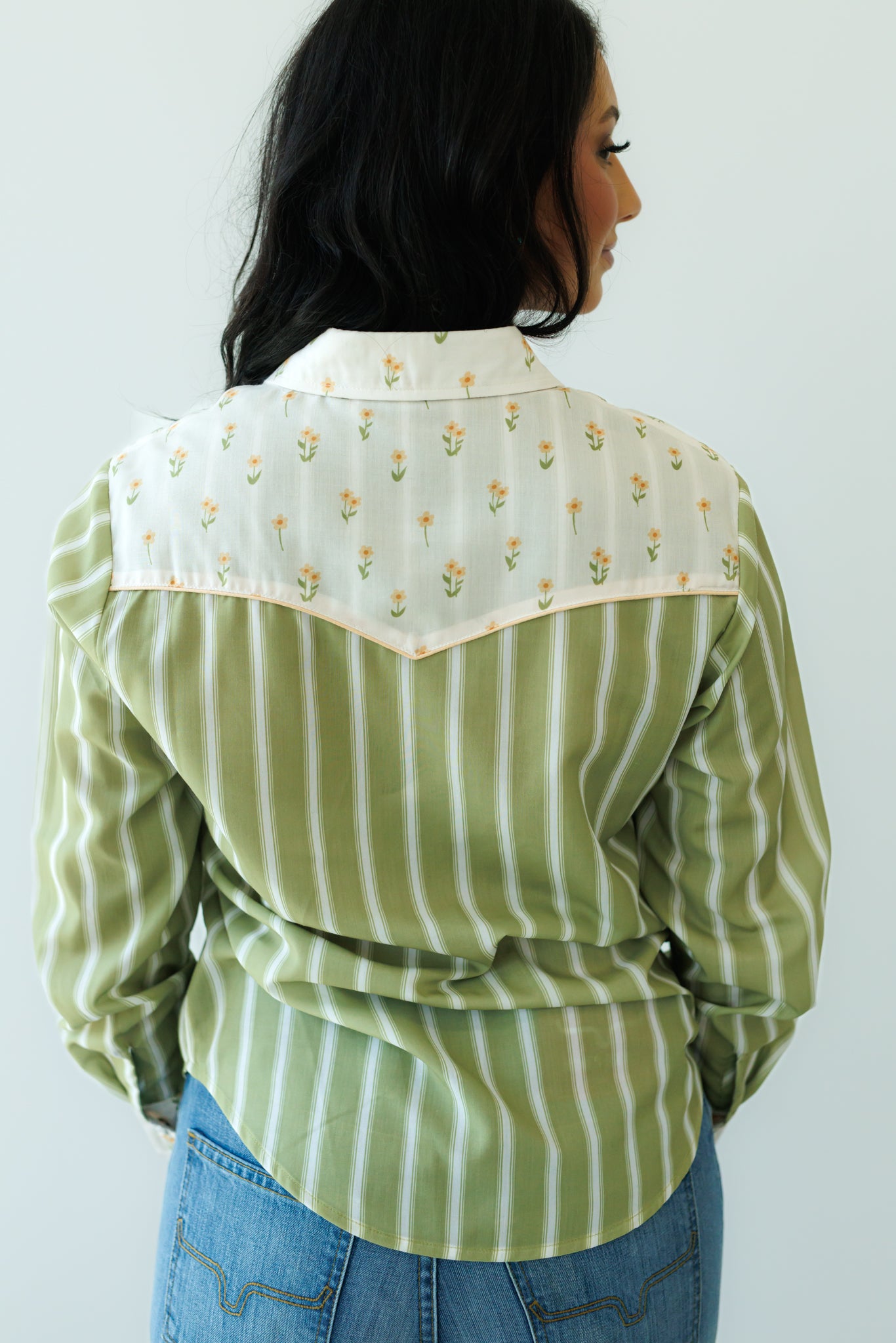 PEARL SNAP, Olive Stripe Floral HH2709