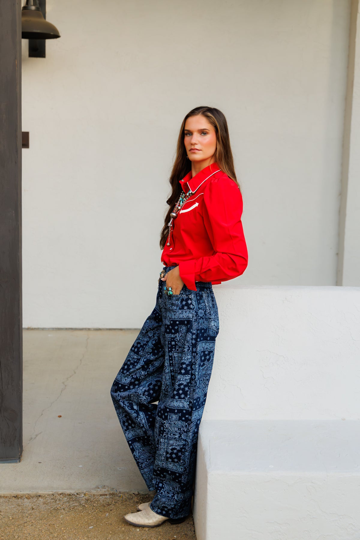 NAVY BANDANA BARREL JEANS (HH8600)