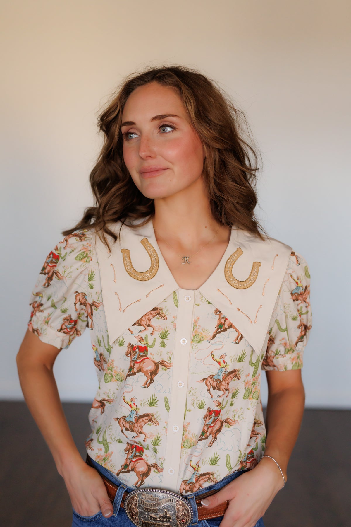 Cactus Cowgirl Peter Pan Collar Shirt