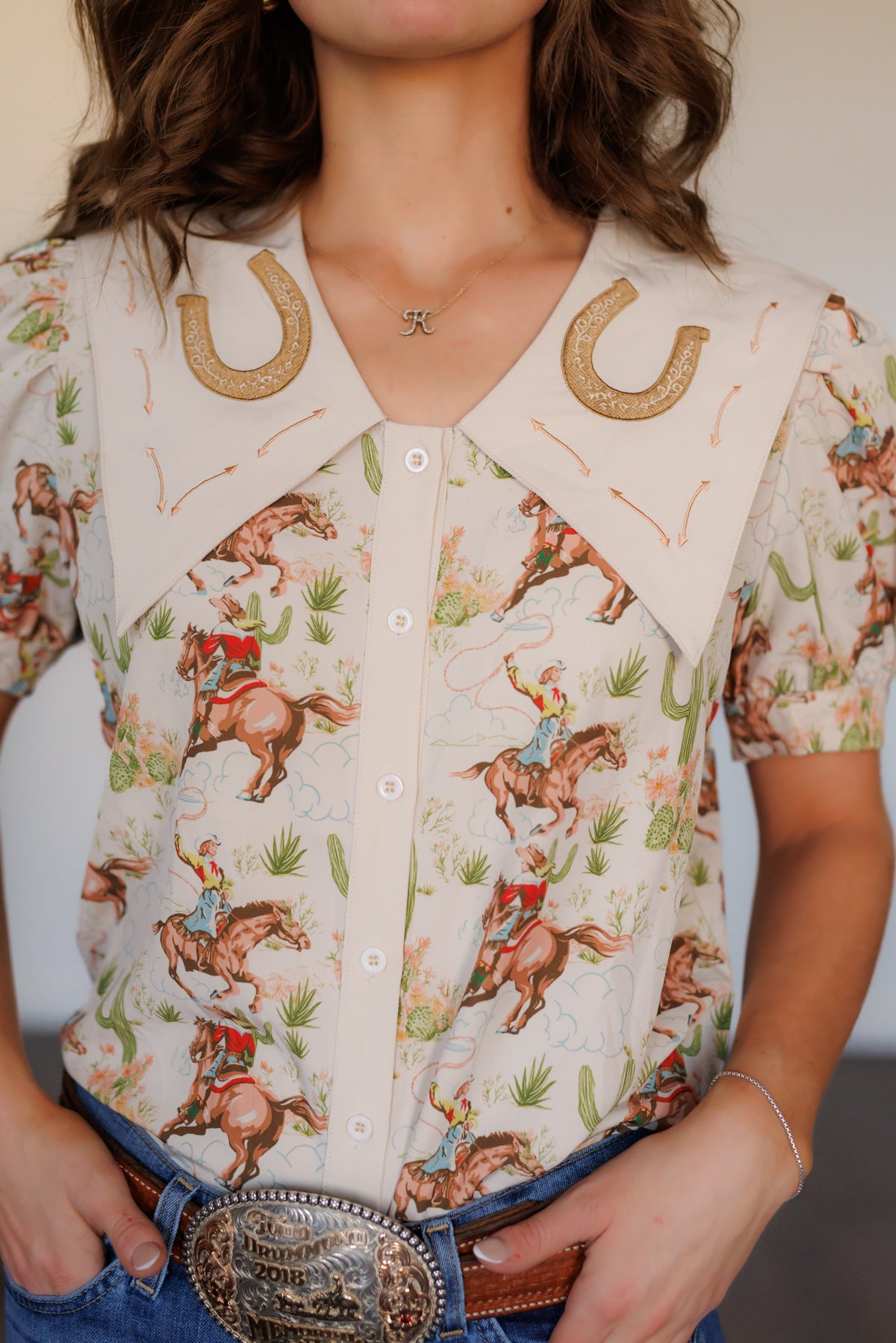 Cactus Cowgirl Peter Pan Collar Shirt