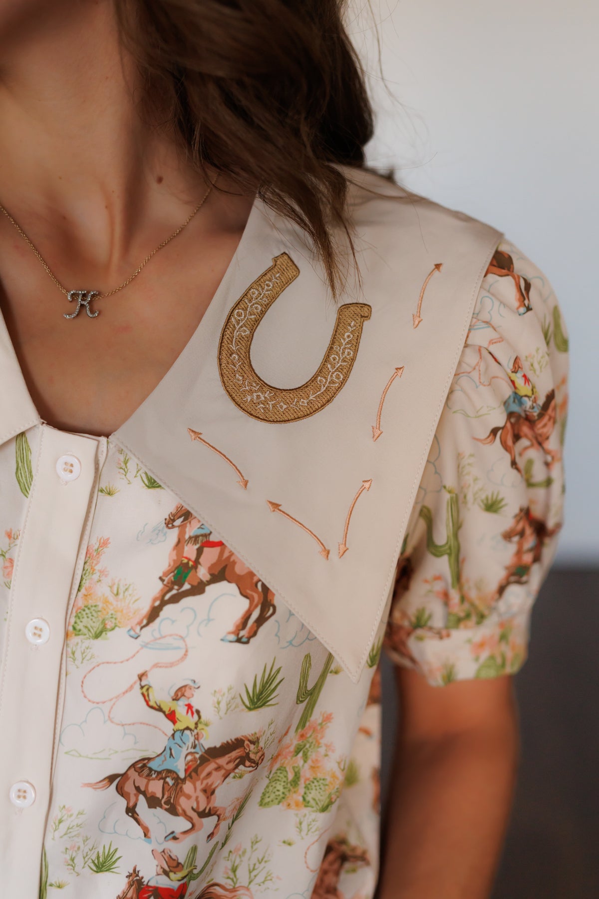 Cactus Cowgirl Peter Pan Collar Shirt