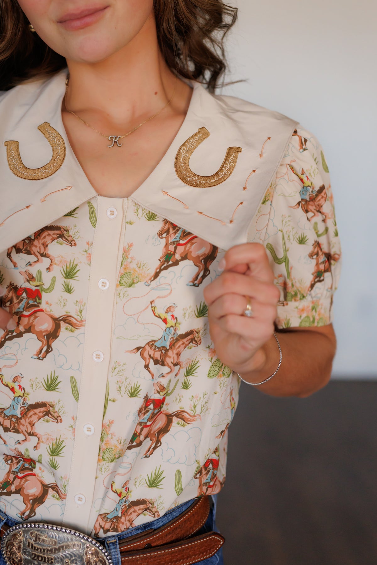 Cactus Cowgirl Peter Pan Collar Shirt