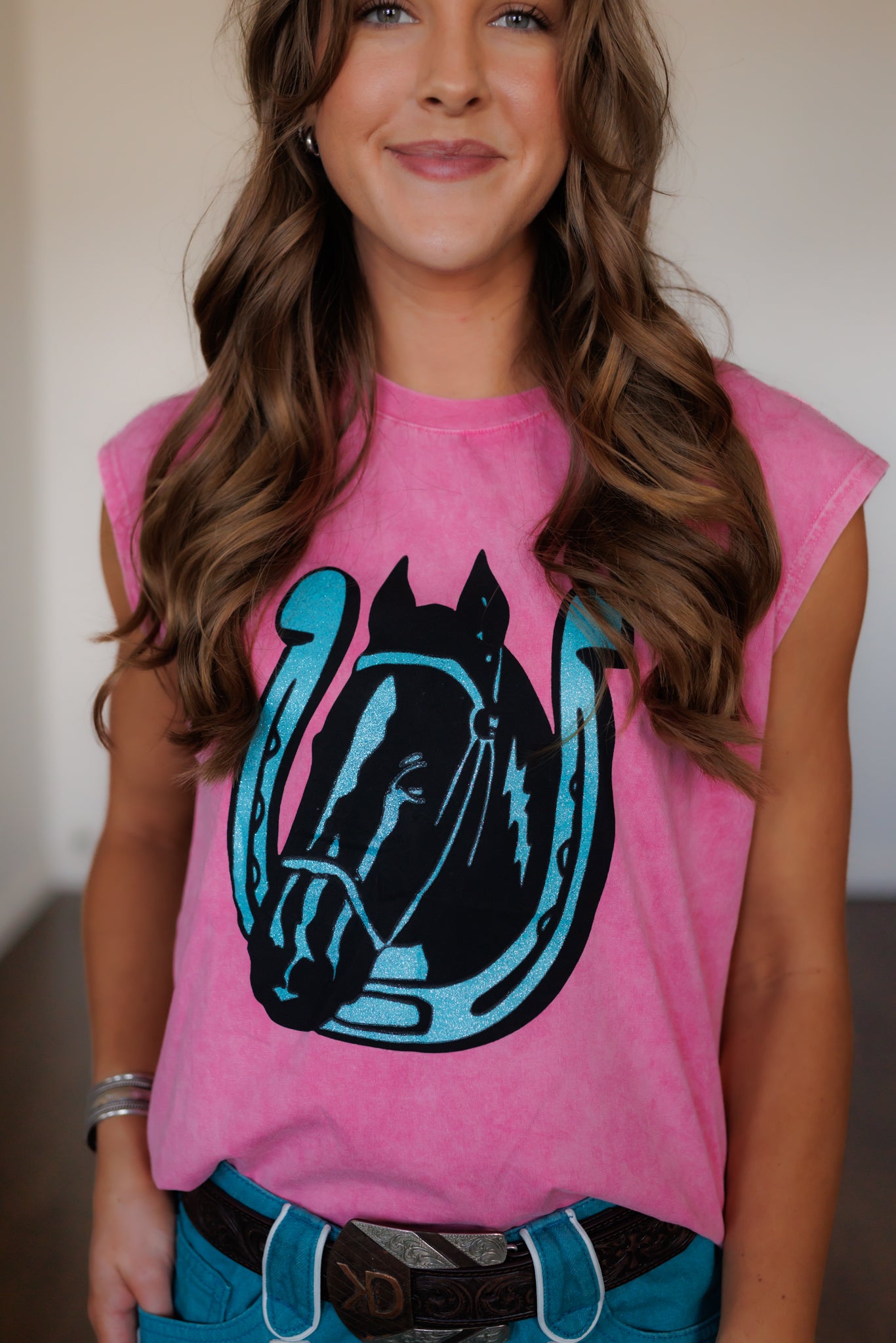 Tank Top, Pink Horseshoe HH307