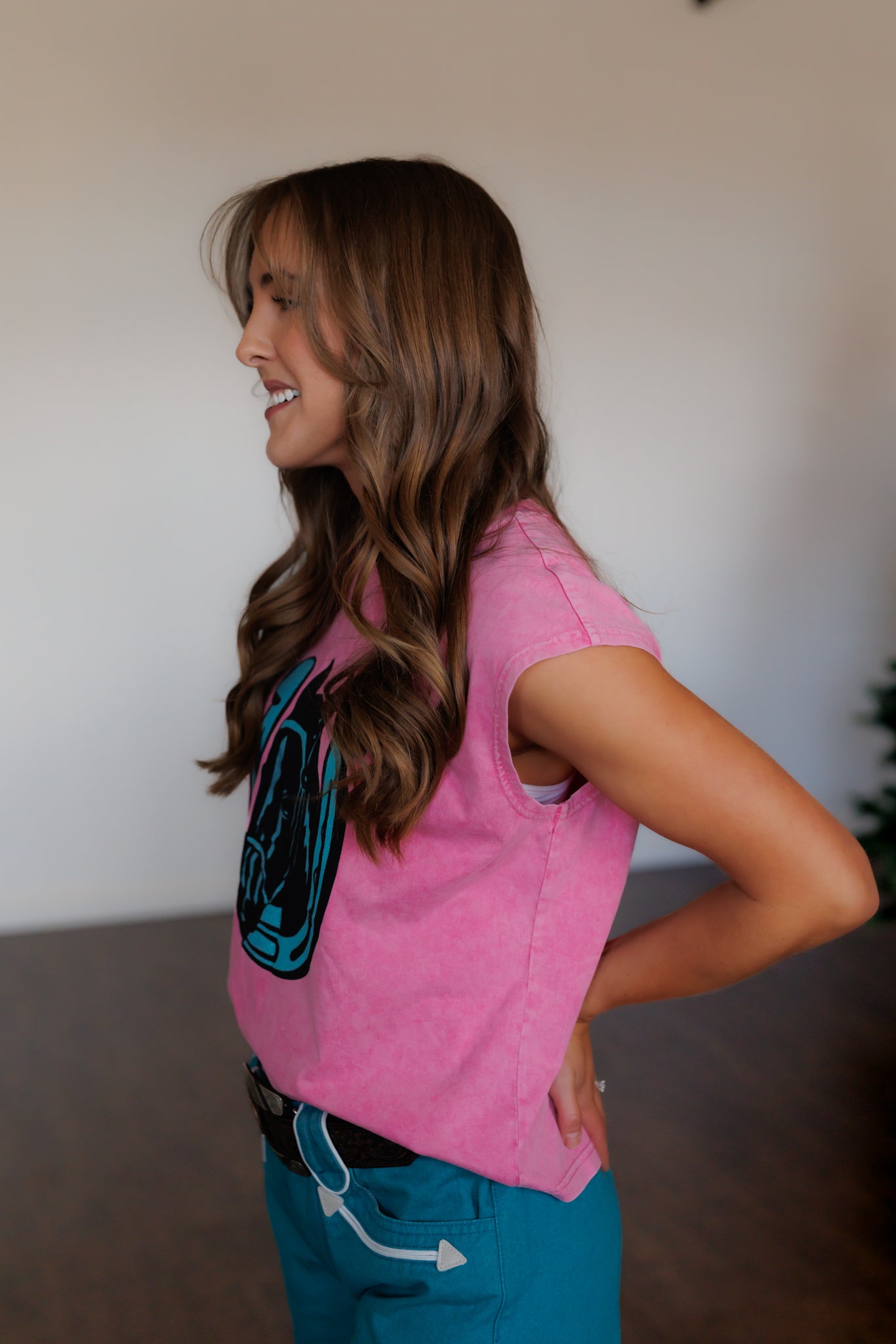 Tank Top, Pink Horseshoe HH307