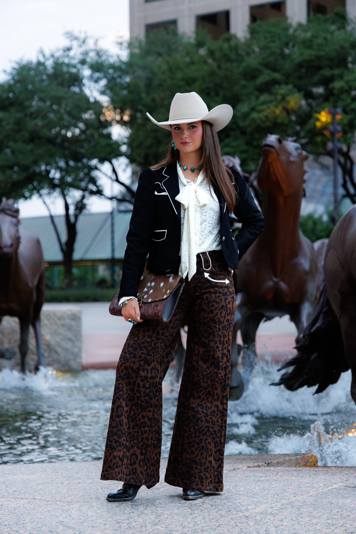 Leopard Wide Leg Smiley Jeans  HH8900