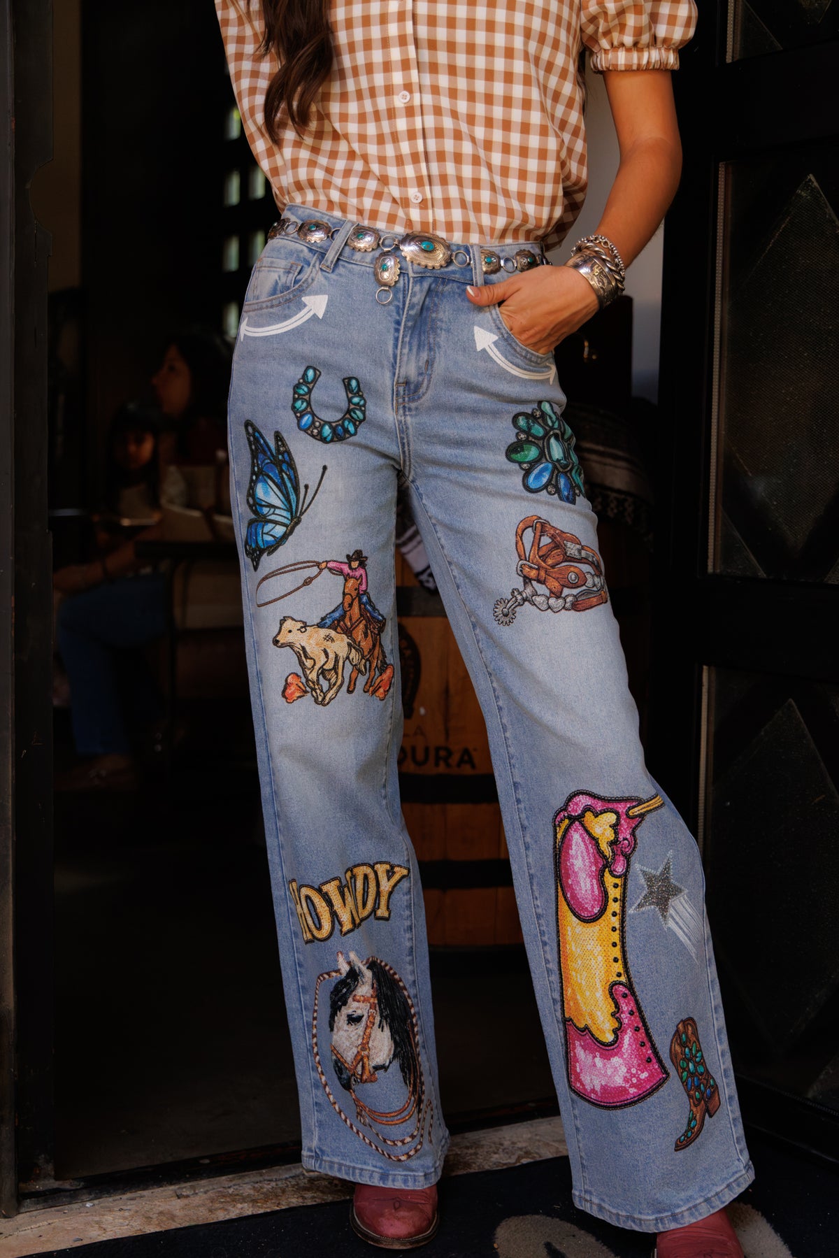 (PRE-ORDER) Printed Butterfly Patch Jeans HH8100