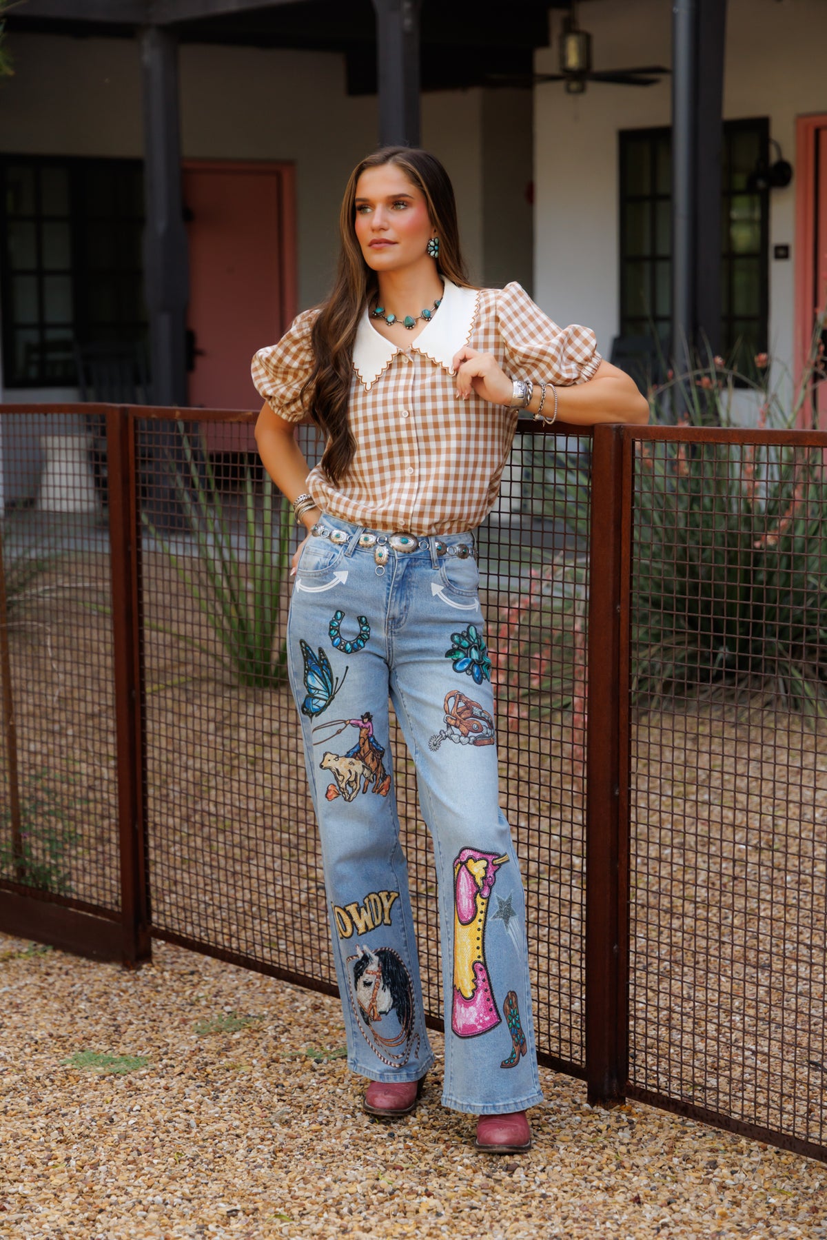 (PRE-ORDER) Printed Butterfly Patch Jeans HH8100
