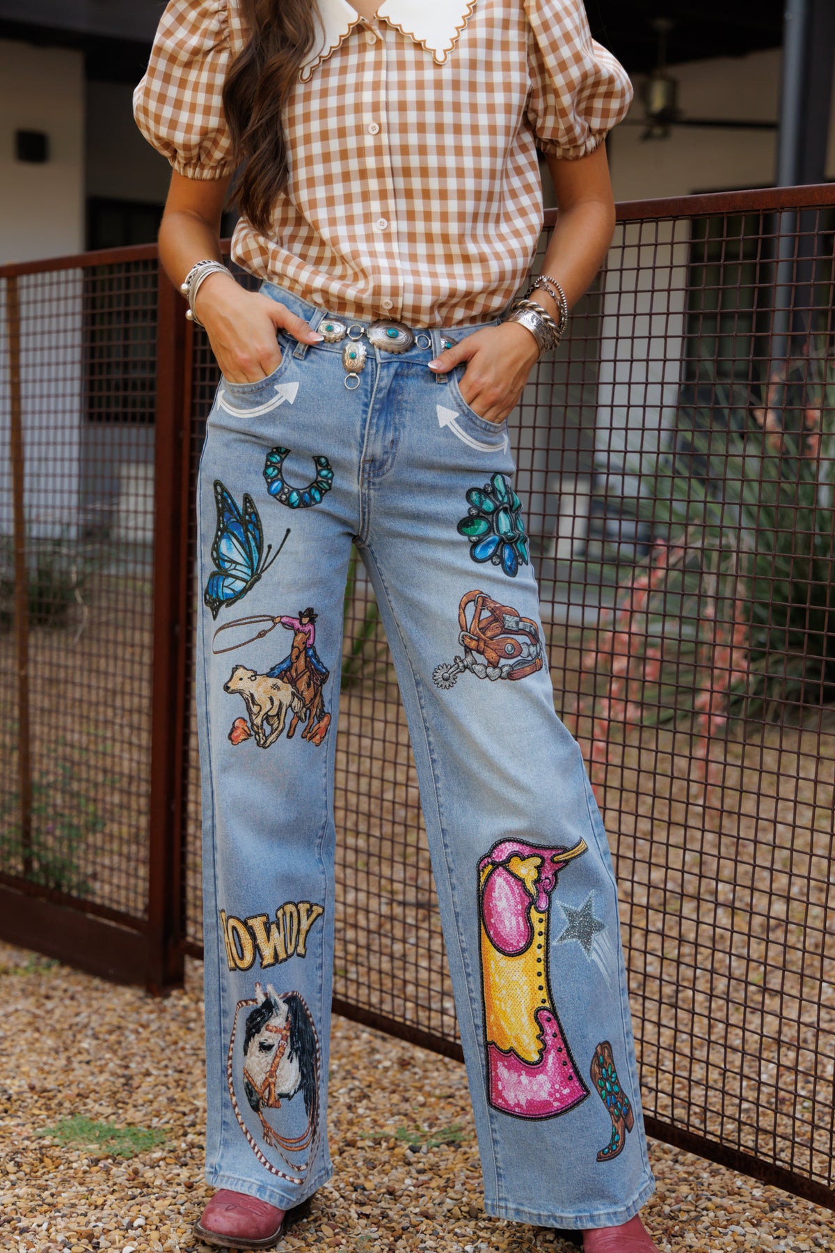 (PRE-ORDER) Printed Butterfly Patch Jeans HH8100