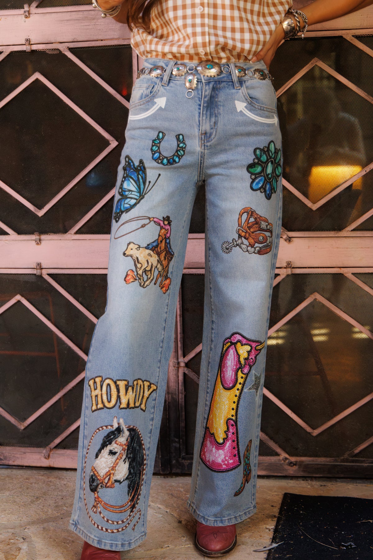 (PRE-ORDER) Printed Butterfly Patch Jeans HH8100