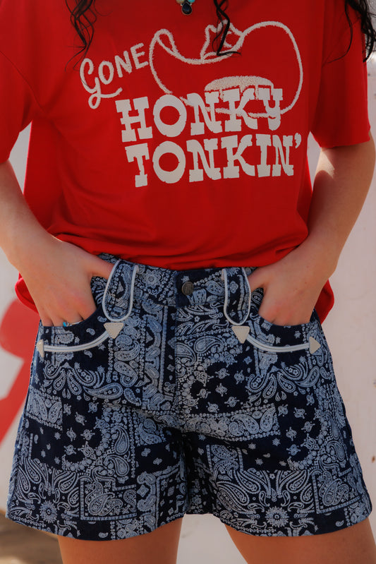 Shorts, Navy Bandana Smiley HH8400
