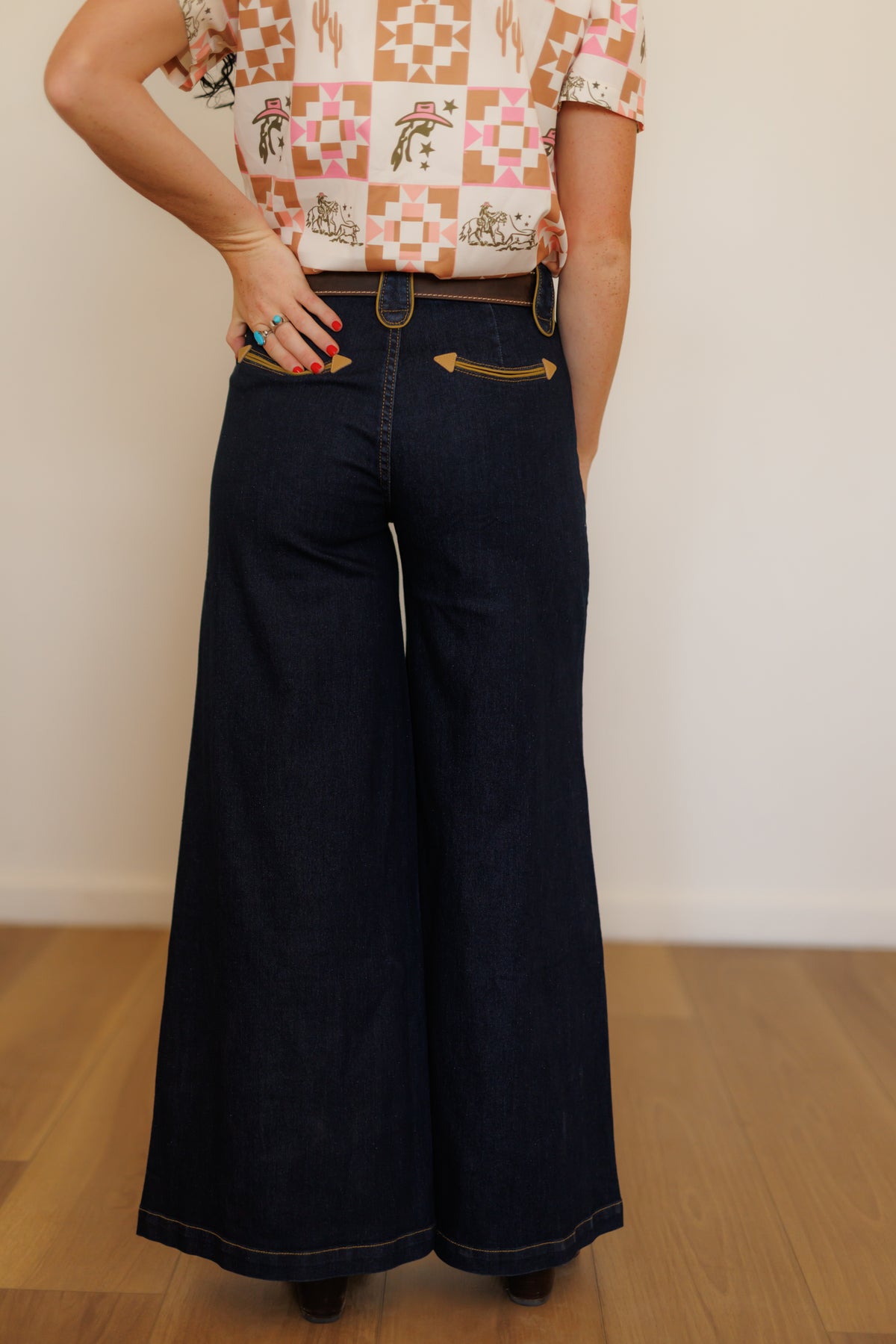 Dark Denim Wide Leg Jeans (HH8900)