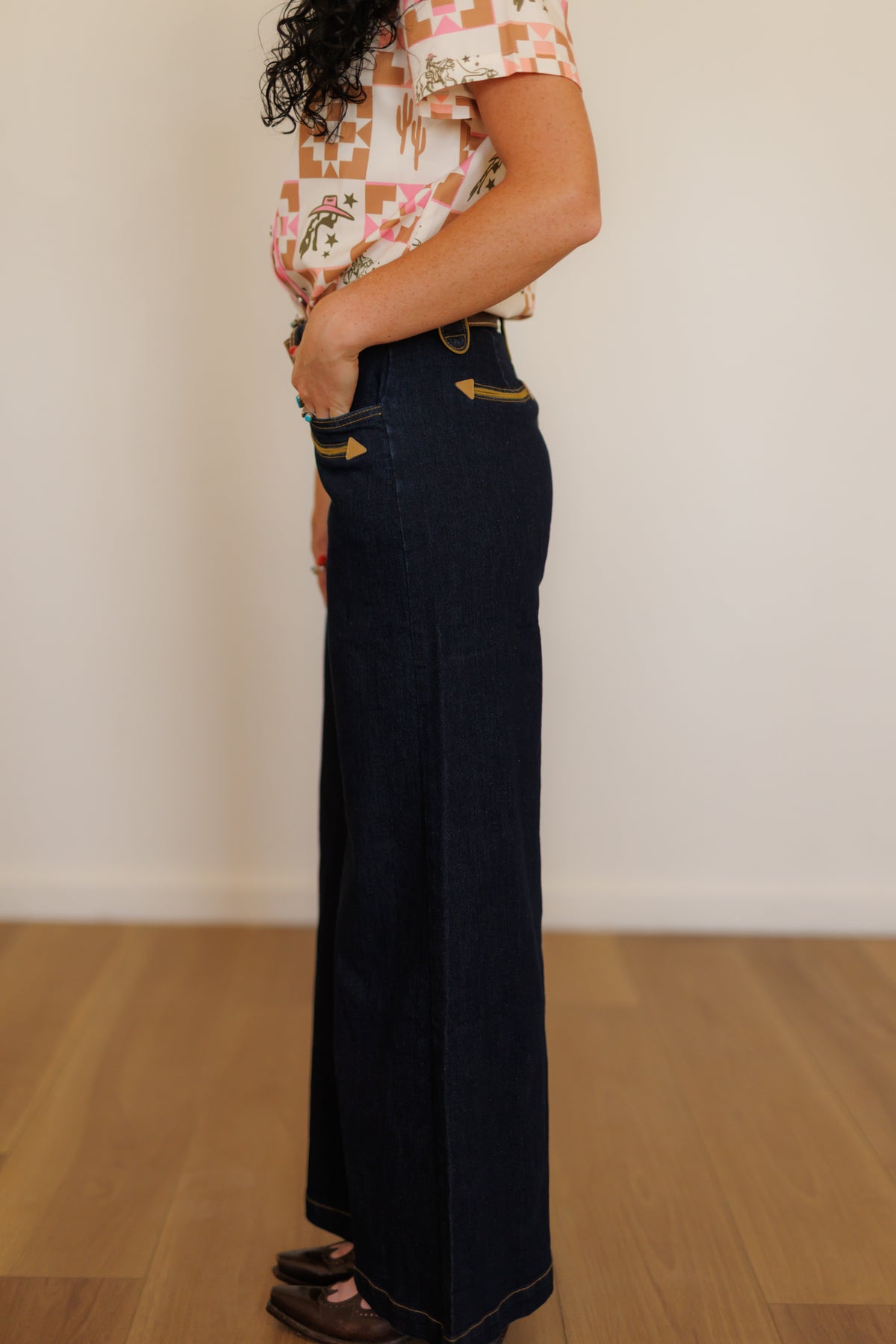 Dark Denim Wide Leg Jeans (HH8900)