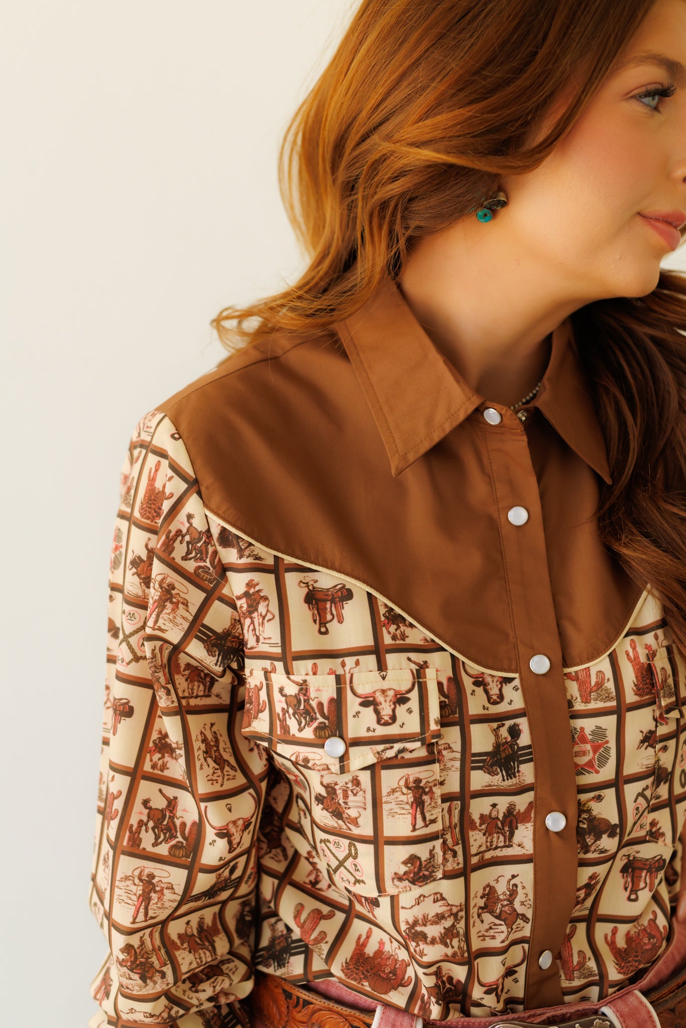 PEARL SNAP, Brown Western Square HH2709