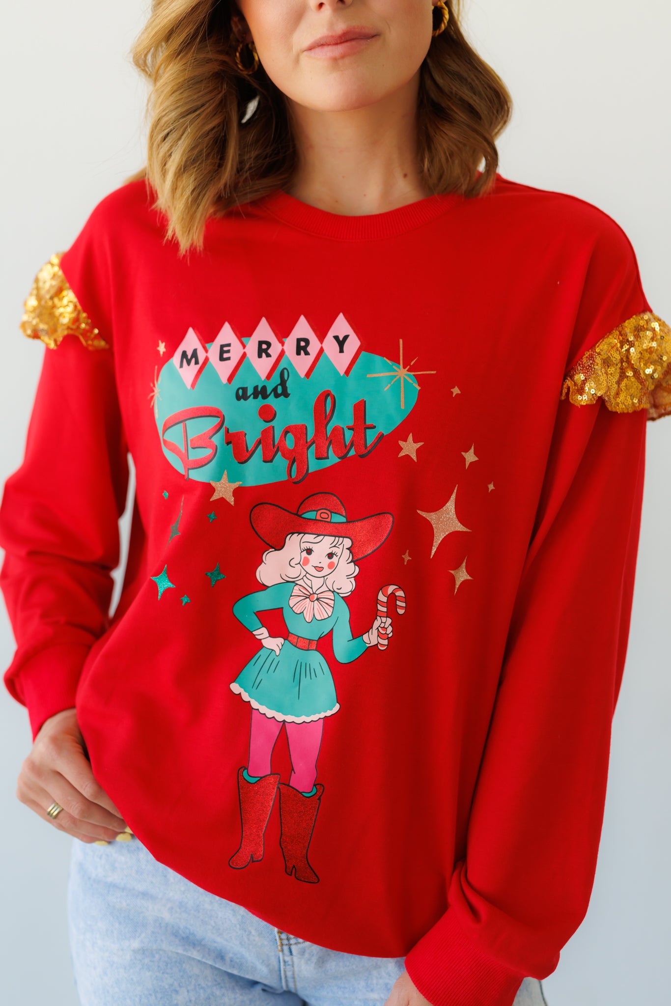 Sweatshirt, Merry and Bright Glitter Ruffle HH1062(SALE)
