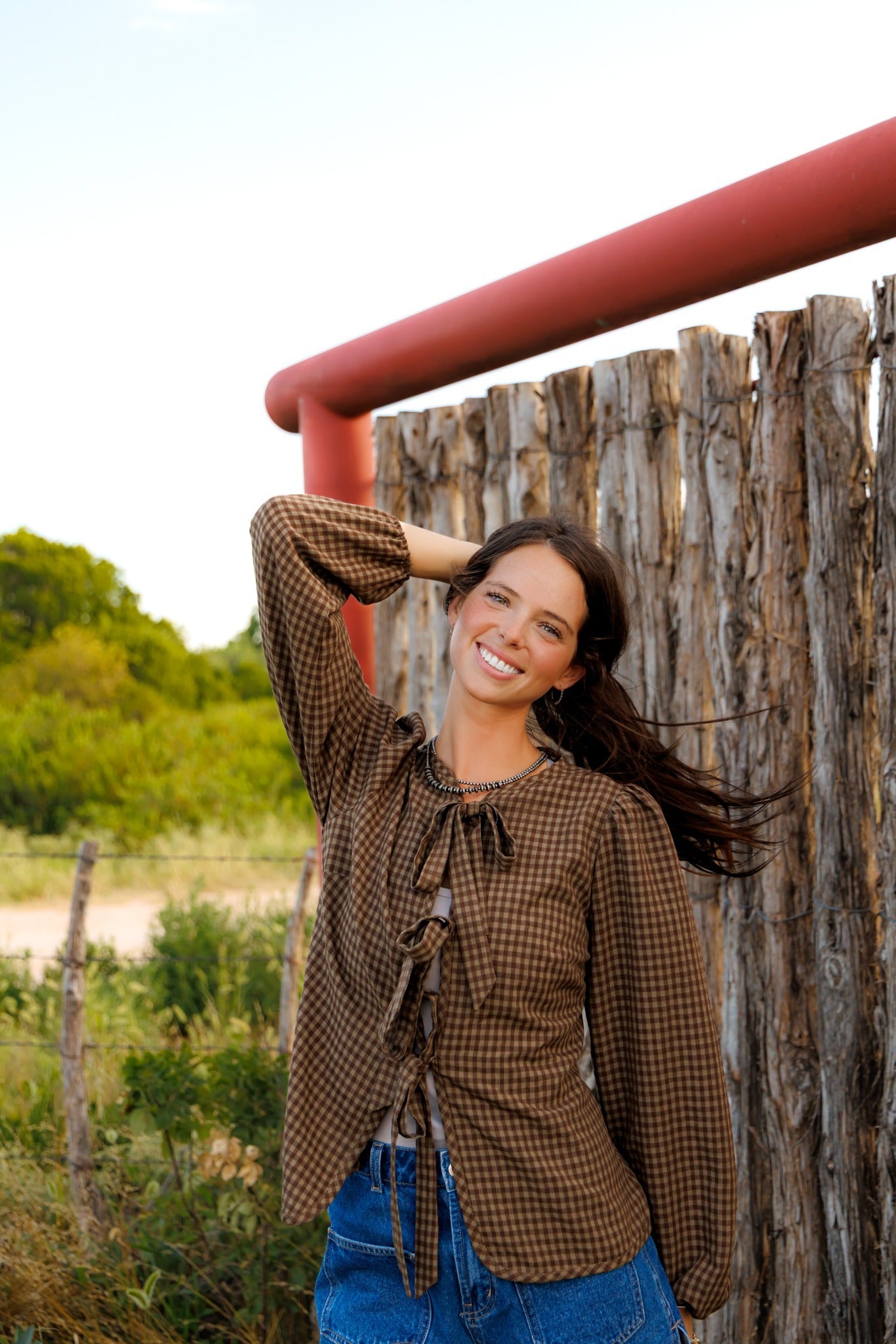 Tie Top, Brown Gingham HH828