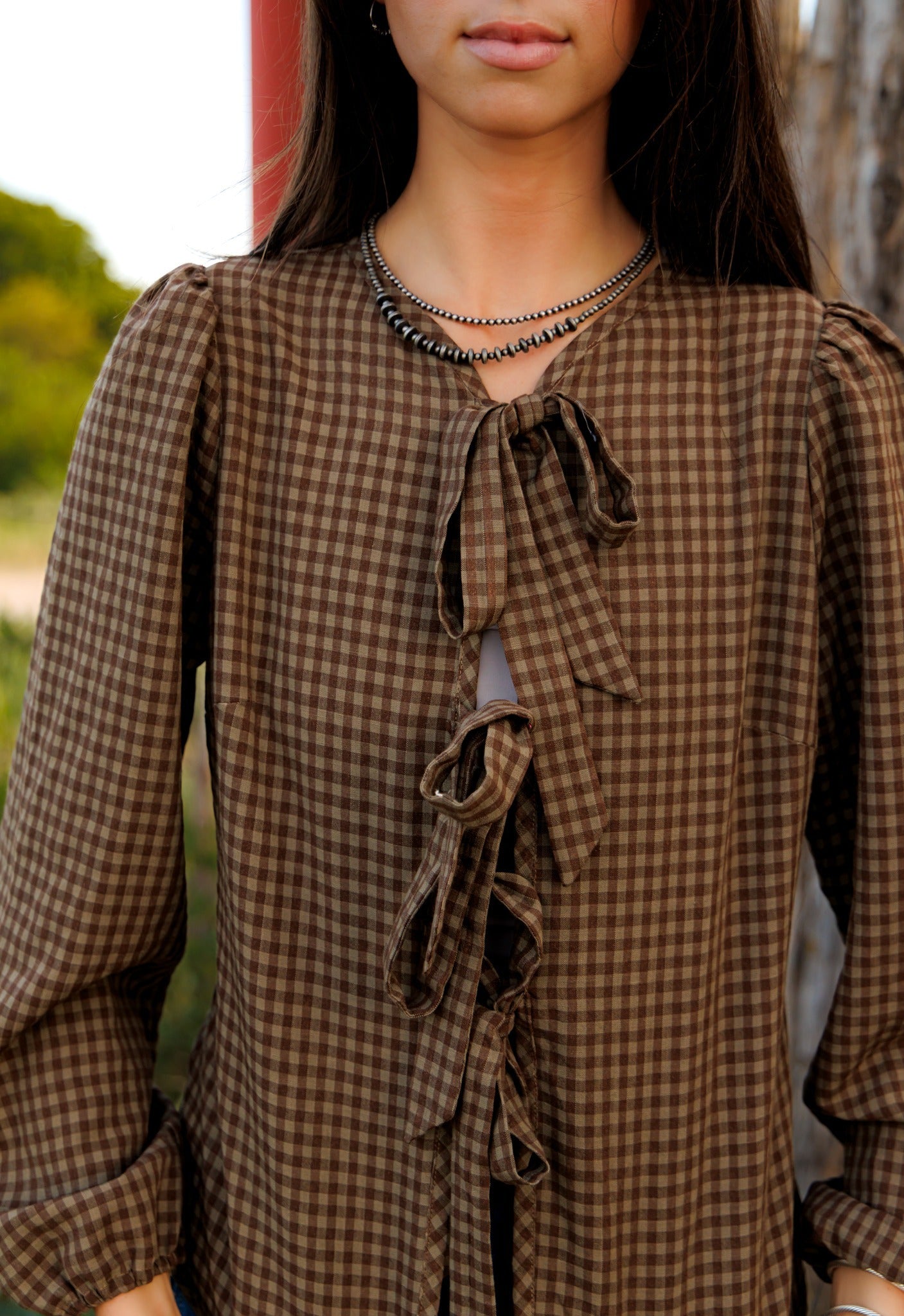 Tie Top, Brown Gingham HH828