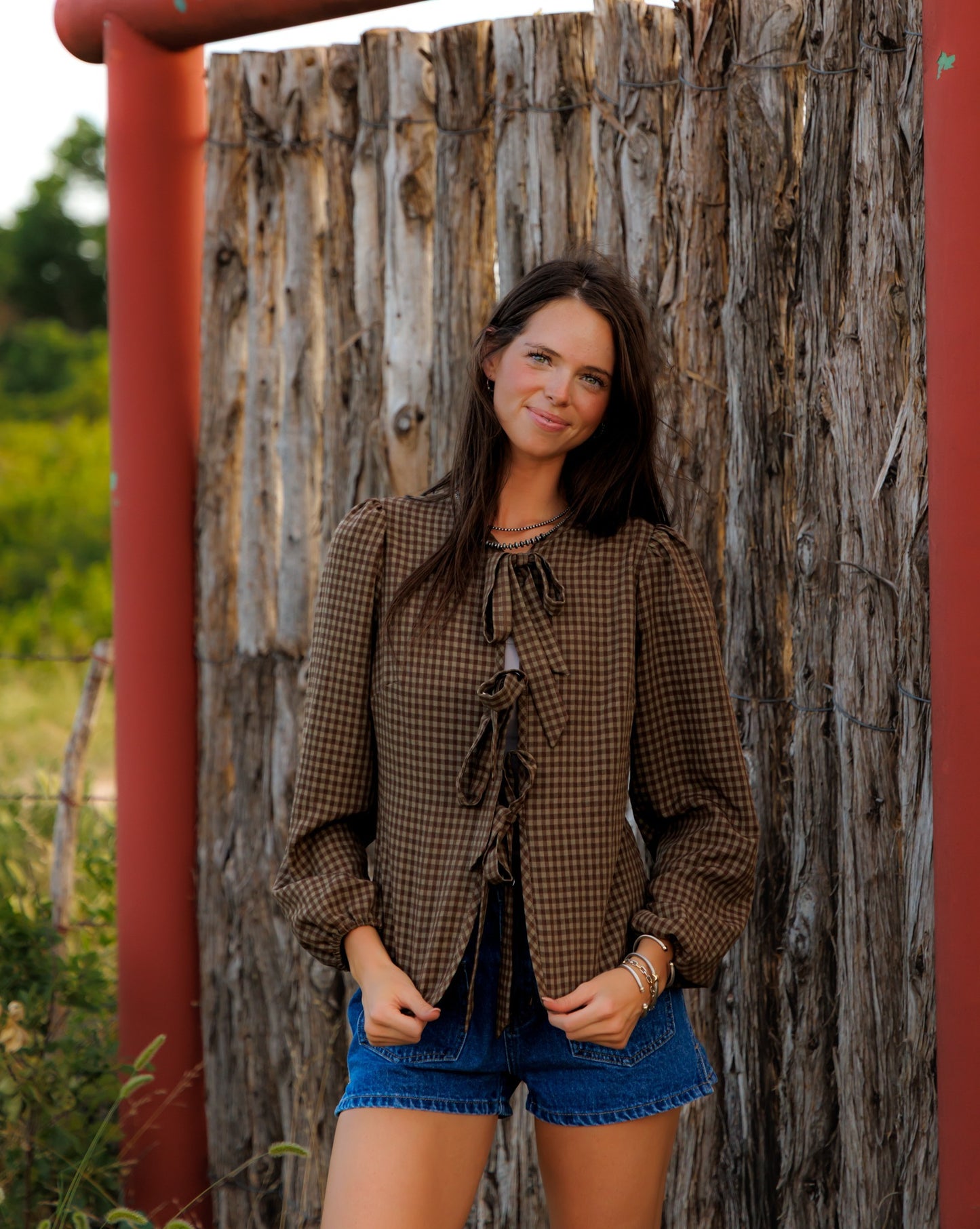 Tie Top, Brown Gingham HH828