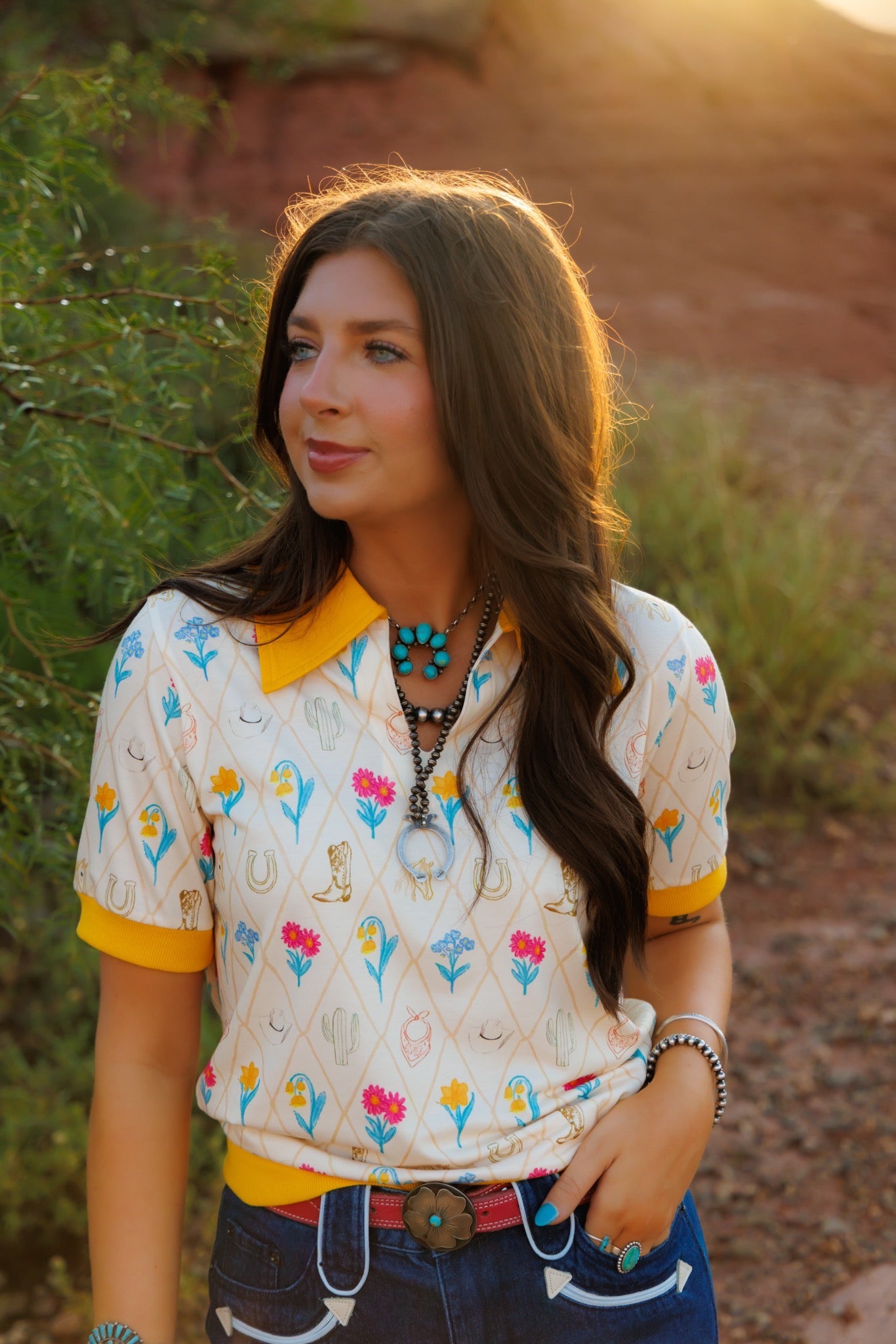 Top, Yellow Tulip Polo HH2102
