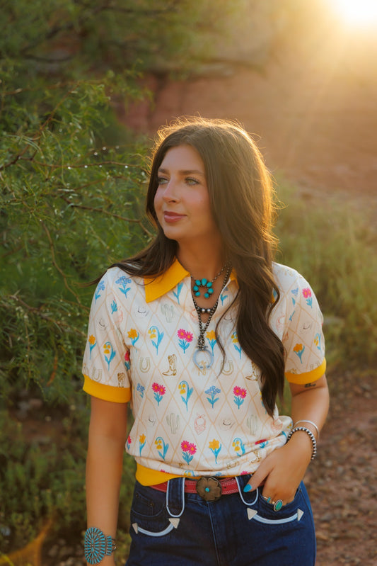 Top, Yellow Tulip Polo HH2102