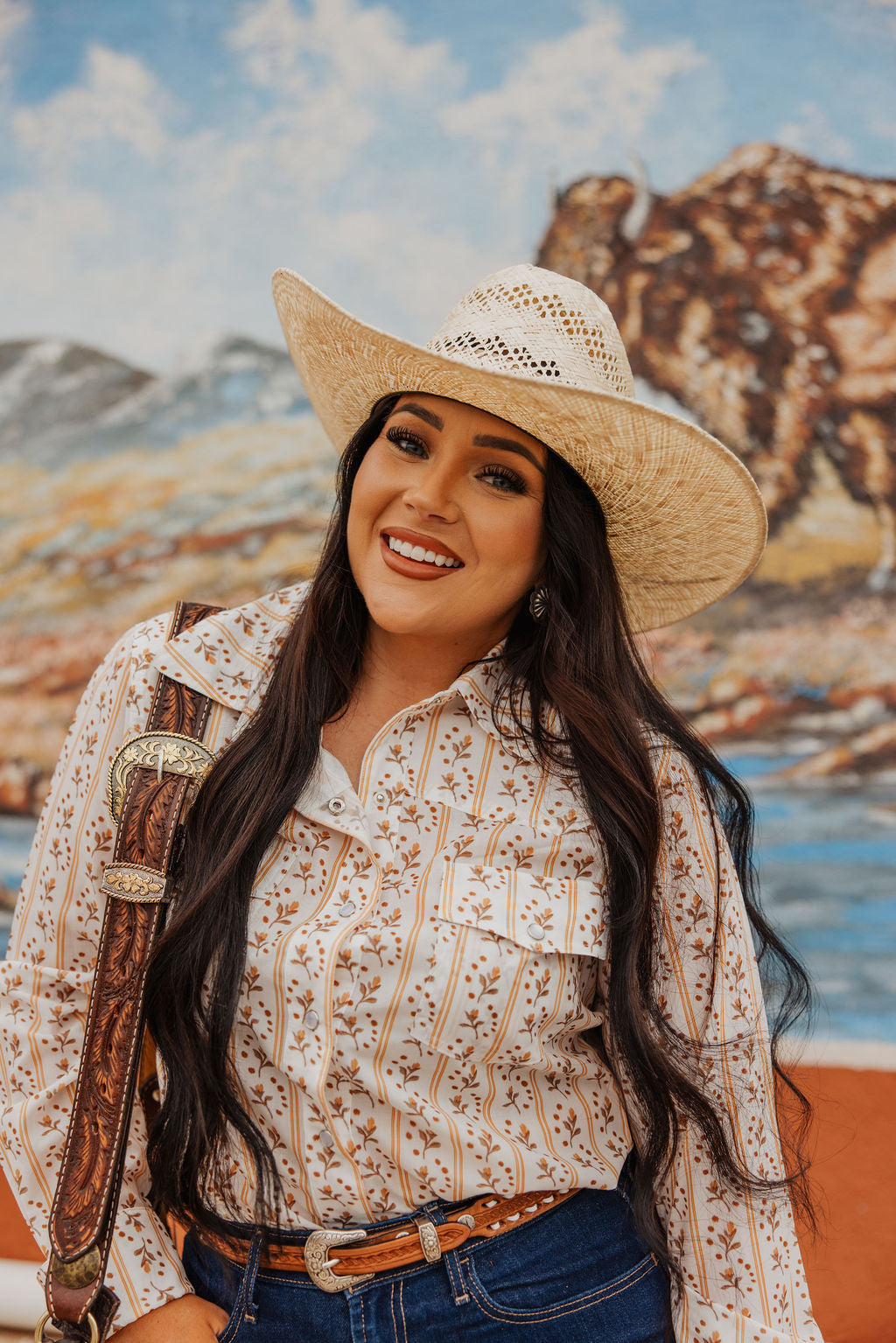 Pearl Snap,  Layne Floral Long Sleeve HH11