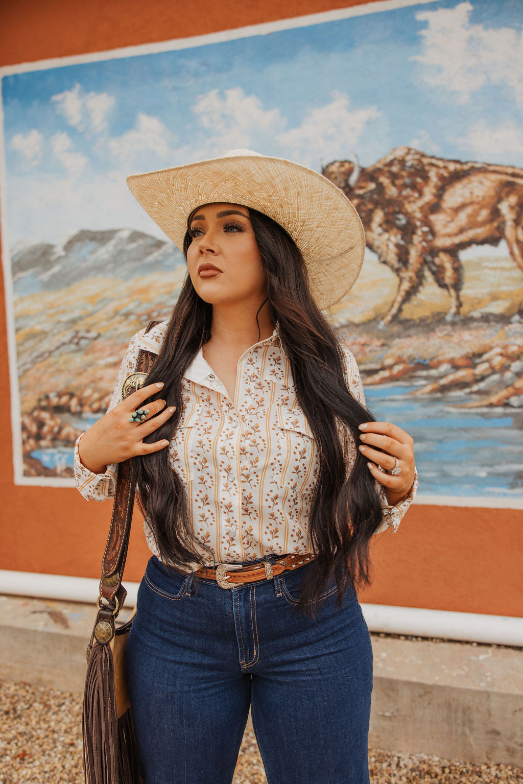 Pearl Snap,  Layne Floral Long Sleeve HH11