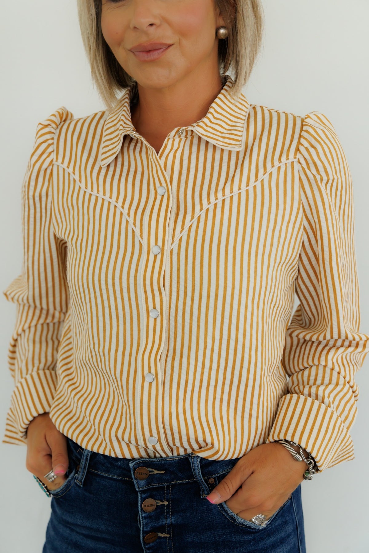 Pearl Snap, Mustard Stripe HH2725 (SINGLES)